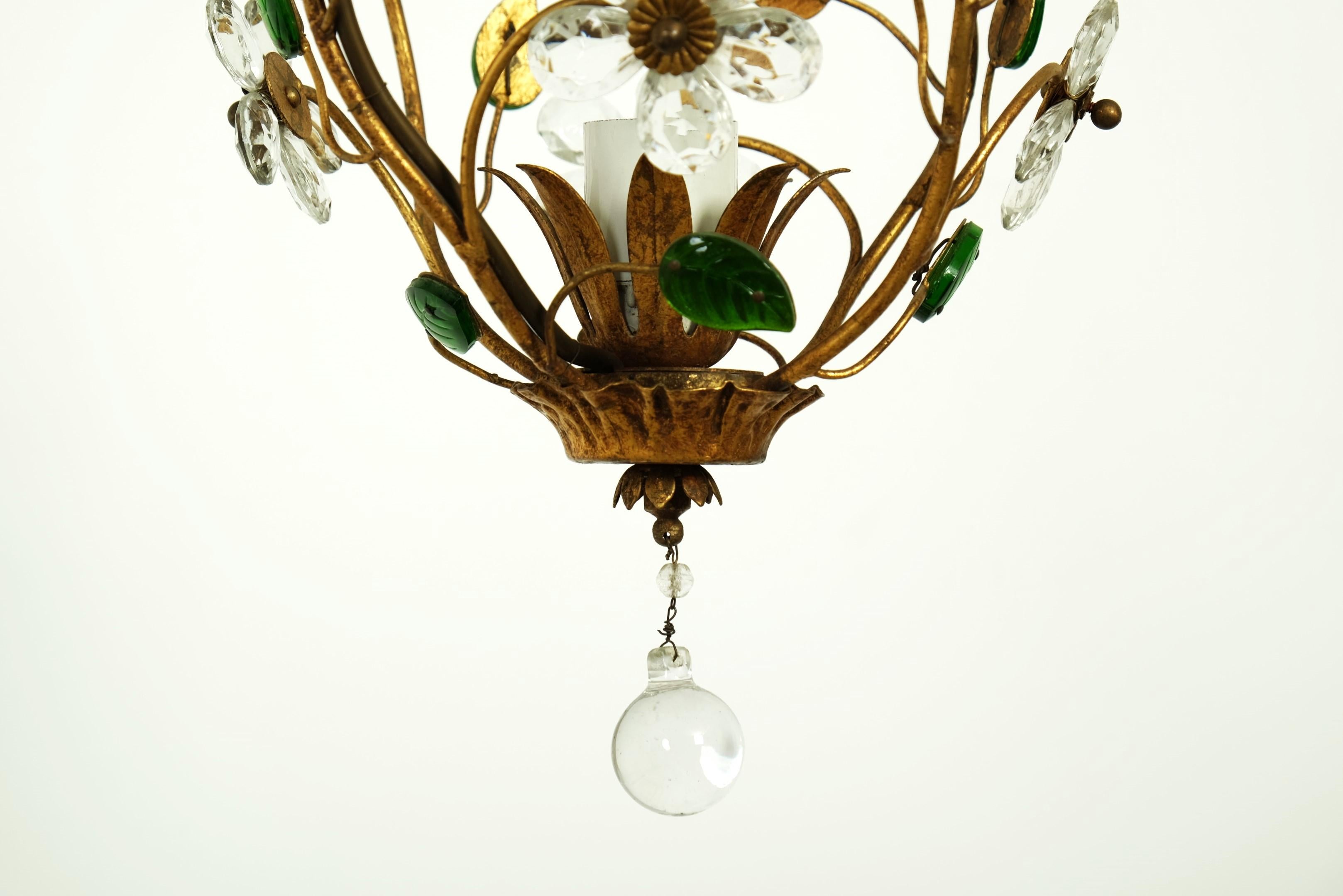 Schöne florale Deckenleuchte oder Laterne mit Blumenmuster von Banci Firenze, Italien 1950er Jahre im Angebot 12