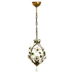 Beautiful Floral Ceiling Lamp or Lantern by Banci Firenze, Italy 1950s