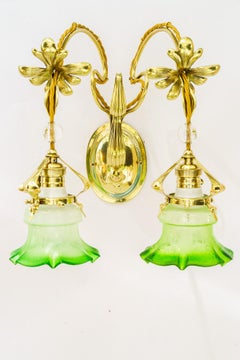Beautiful florale double light wall lamp vienna around 1908