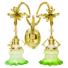 Beautiful florale double light wall lamp vienna around 1908