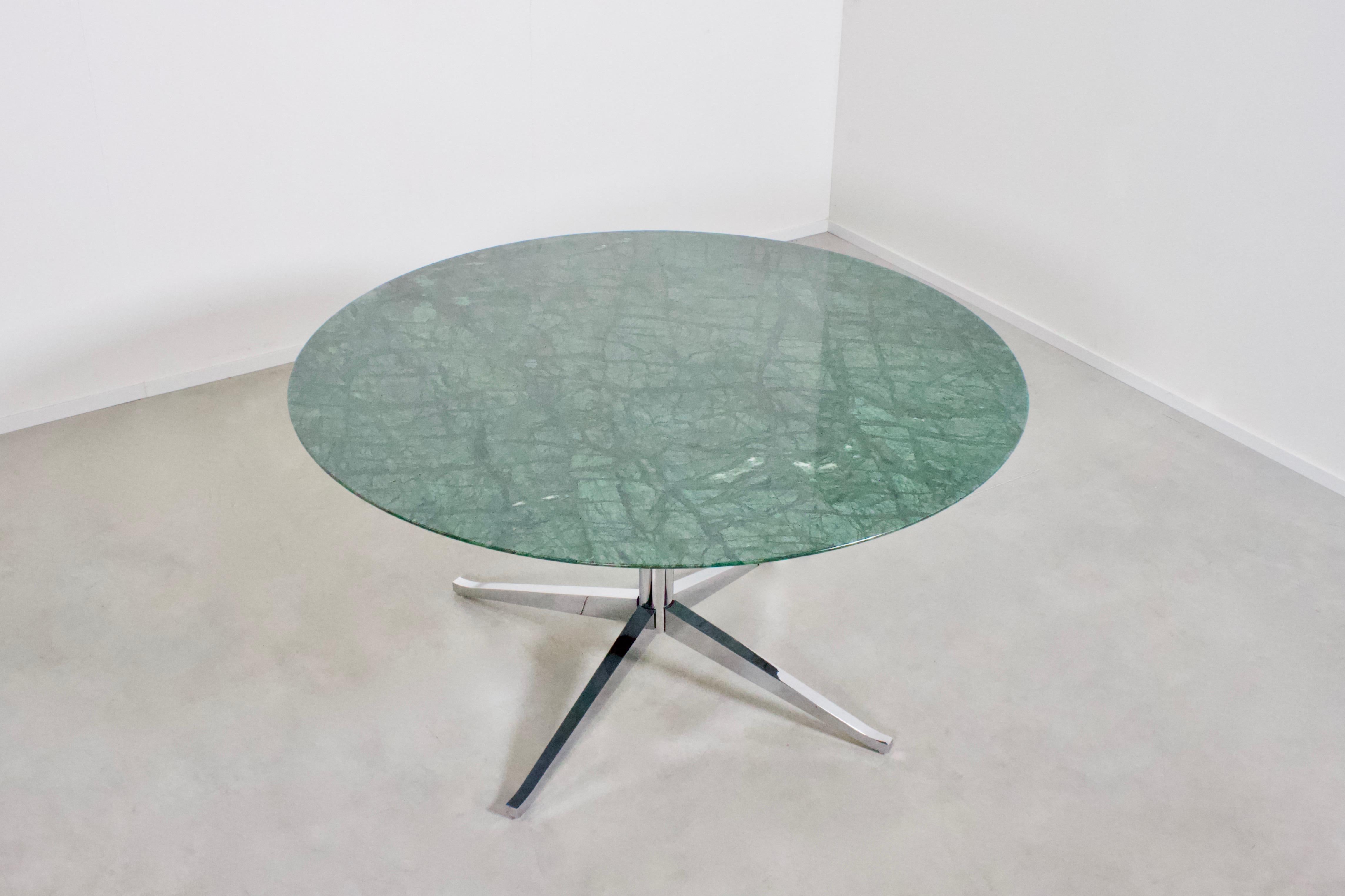 Italian Beautiful Florence Knoll Green Marble Dining Table for Knoll International, 1961