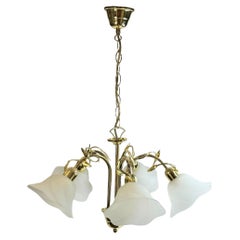 Beautiful Florence Polished Brass Flower and Glass Chandelier Eglo Leuchten
