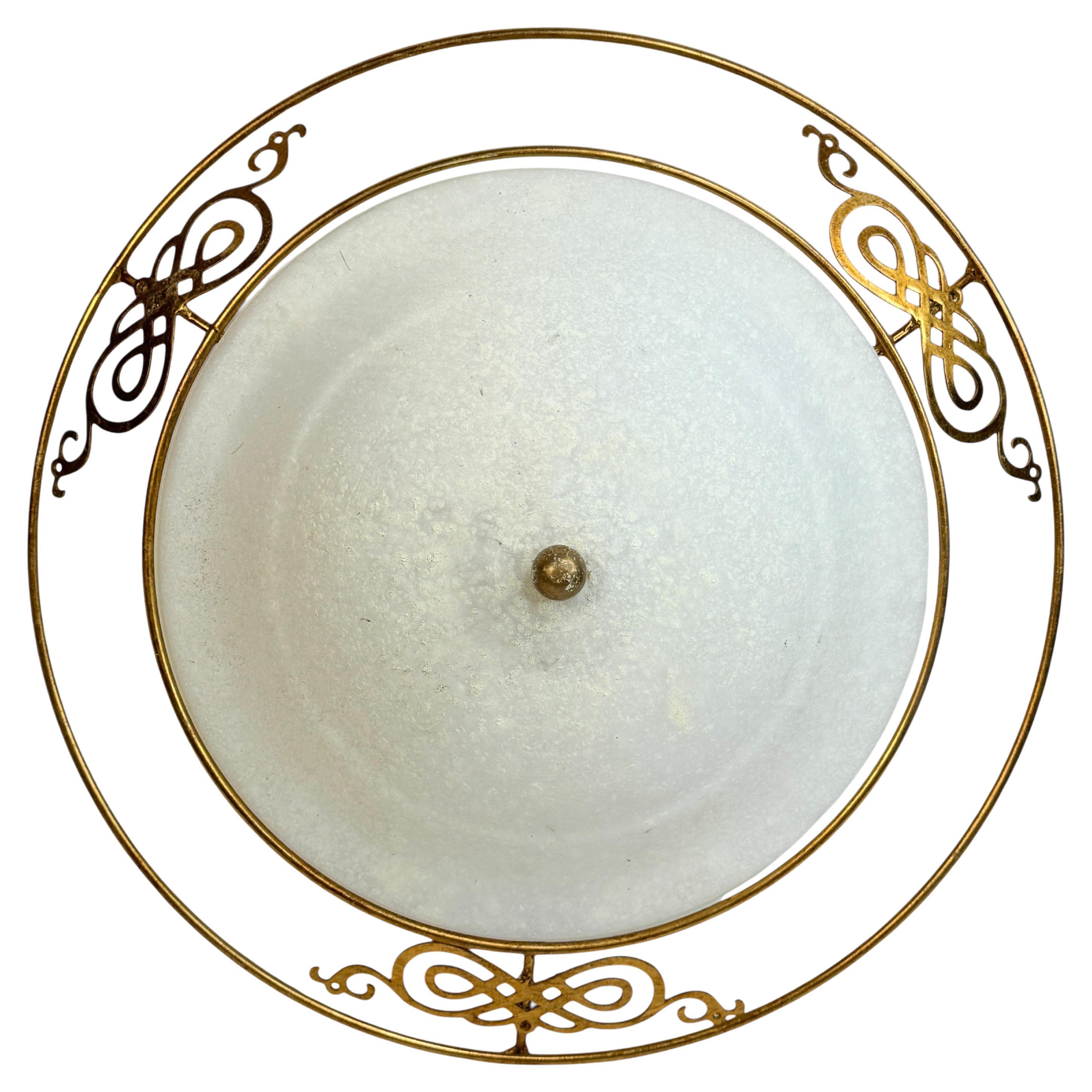 Beautiful Florentine Style Murano Glass Flush Mount Ceiling Light, Italy, 1980s