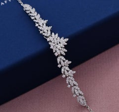 Beautiful Flower Styled Bracelet 925 Sterling Silver Moissanite Bracelet For Her