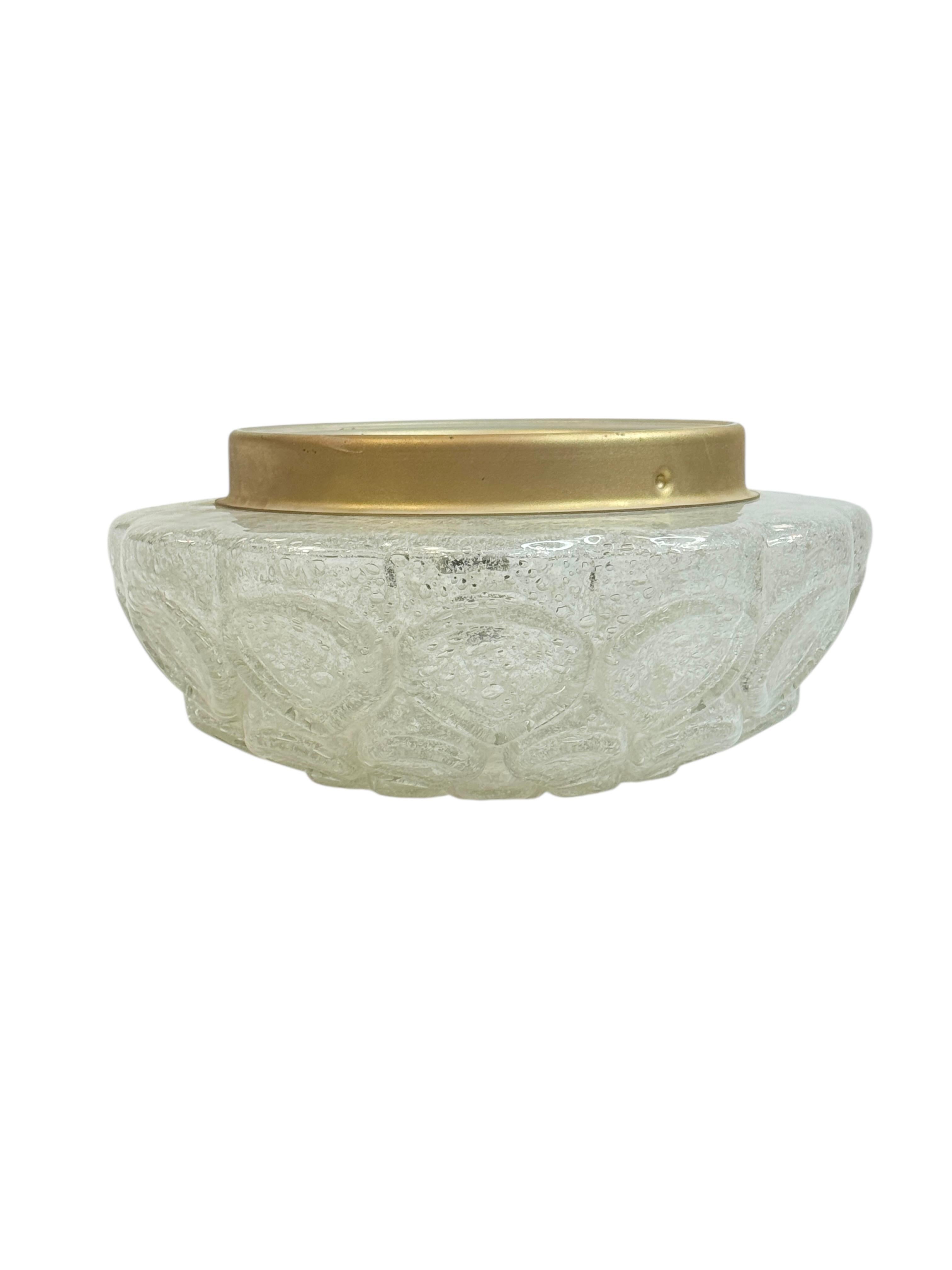 Beautiful Flush Mount frosted Ice Bubble Pattern Glass by Doria Leuchten Germany For Sale 12