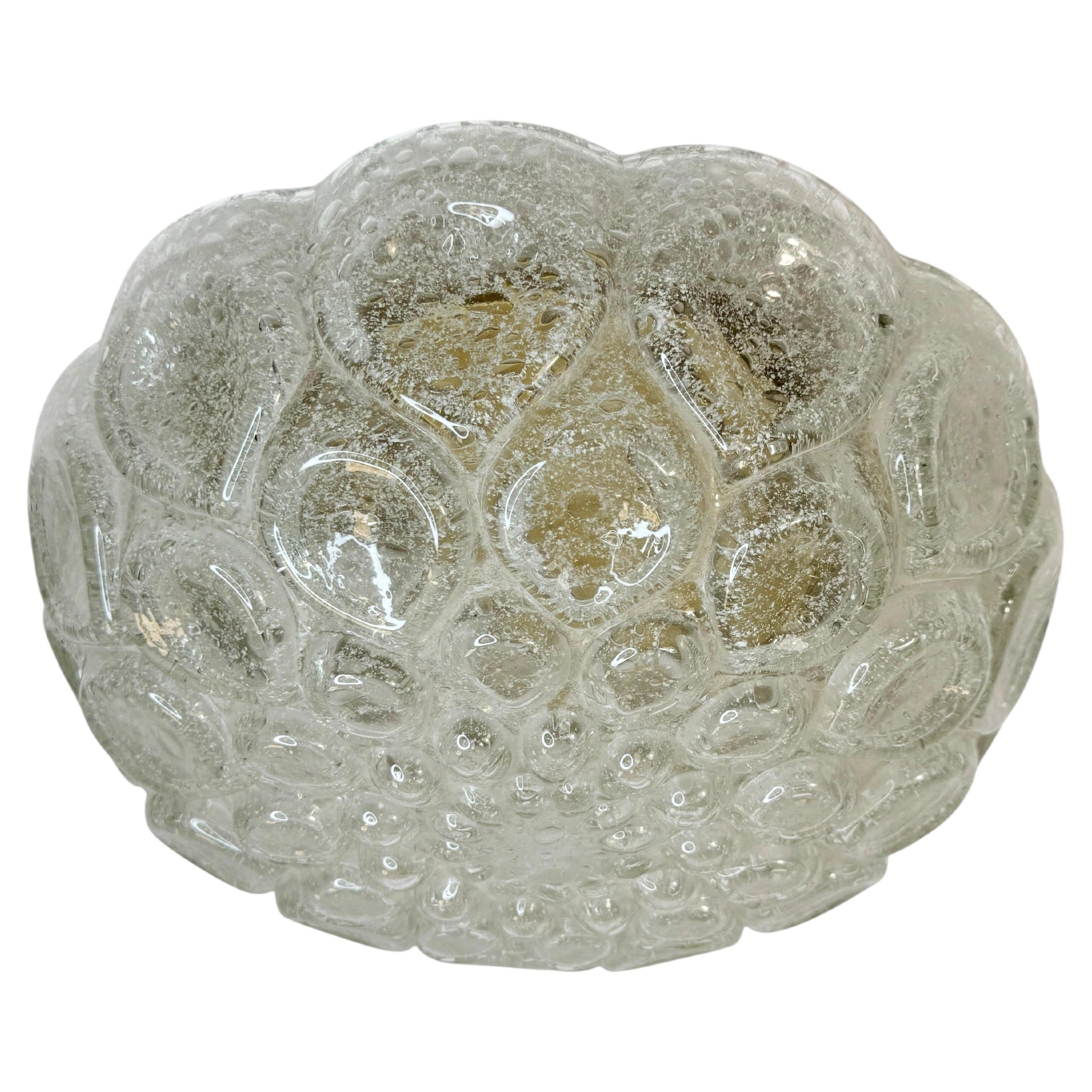 Beautiful Flush Mount frosted Ice Bubble Pattern Glass by Doria Leuchten Germany