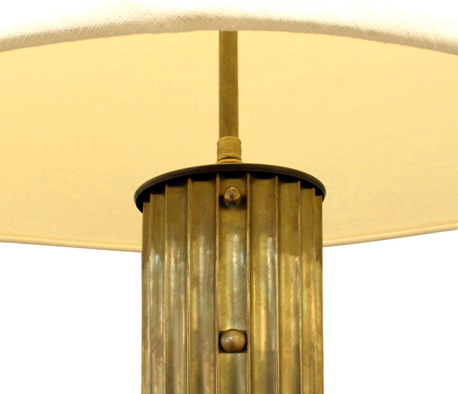 Hand-Crafted Beautiful Fluted Bronze Table Lamp 1940s