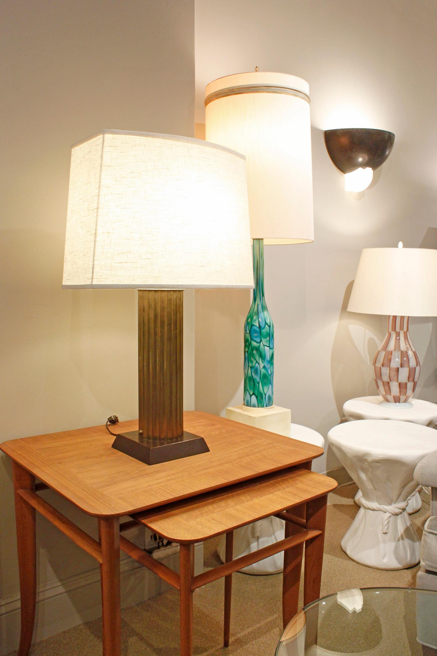 Beautiful Fluted Bronze Table Lamp 1940s In Excellent Condition In New York, NY