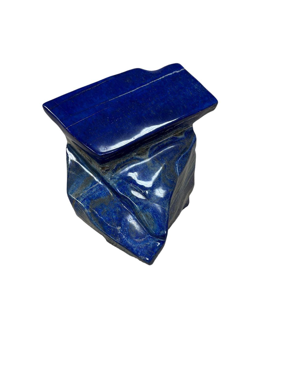 Beautiful hand-polished vintage lapis. This specimen has rich, electric-royal blue color. Dimensions 12 inches wide by 11 inches high by 11 deep. Weight is 56.6 pounds
Lapis is a powerful crystal for activating the higher mind and enhancing