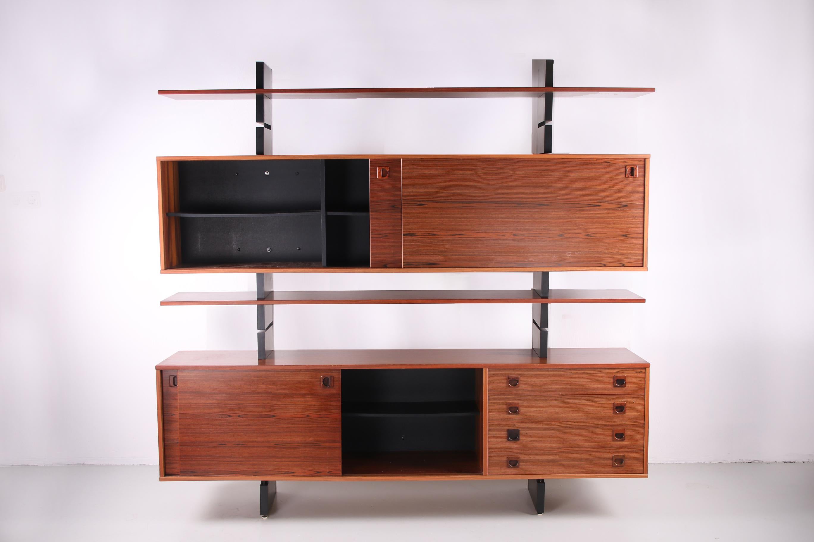 Late 20th Century Beautiful Freestanding Danish Wall Unit with Cupboards and Bookshelves