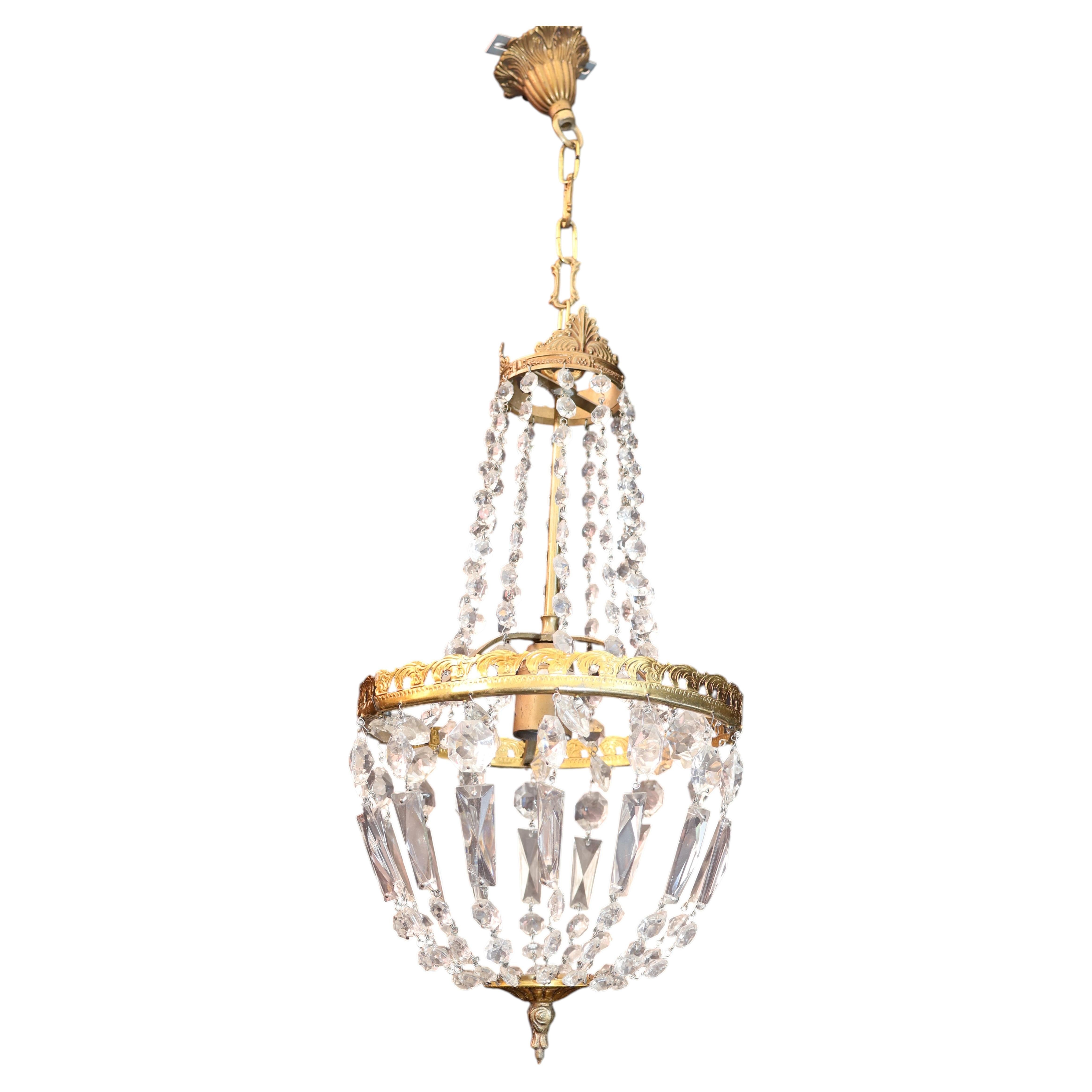 Beautiful French 1940's small crystal light For Sale