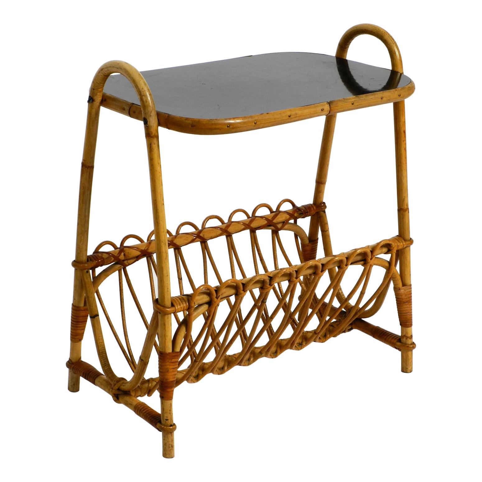 Vintage Danish Teak Side Table with Magazine Rack at 1stDibs