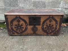 Beautiful French 19th Century Antique Vintage Marriage Trunk, Original Paint