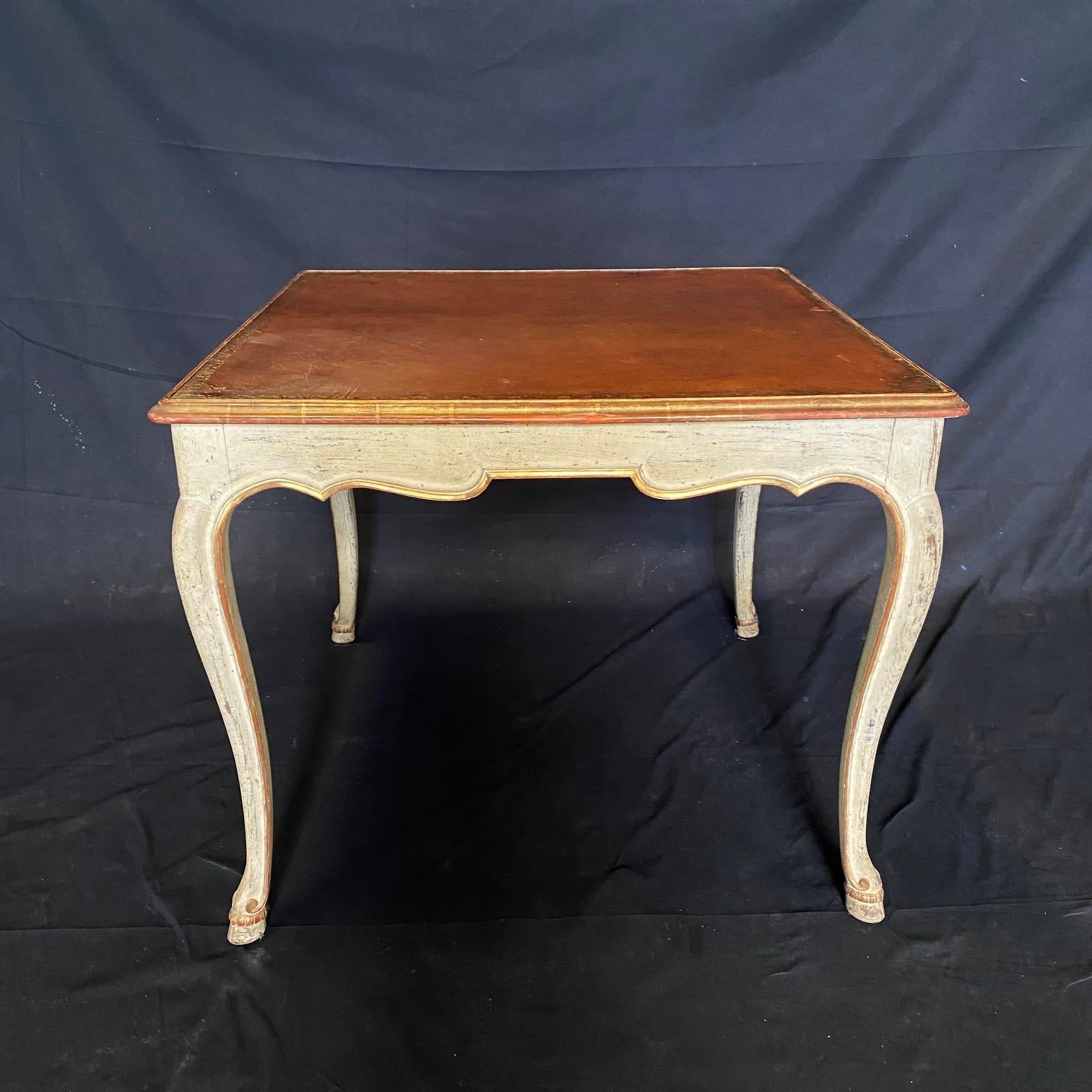 Late 19th Century Beautiful French 19th Century Leather Top Embossed Table with Hoof Feet For Sale