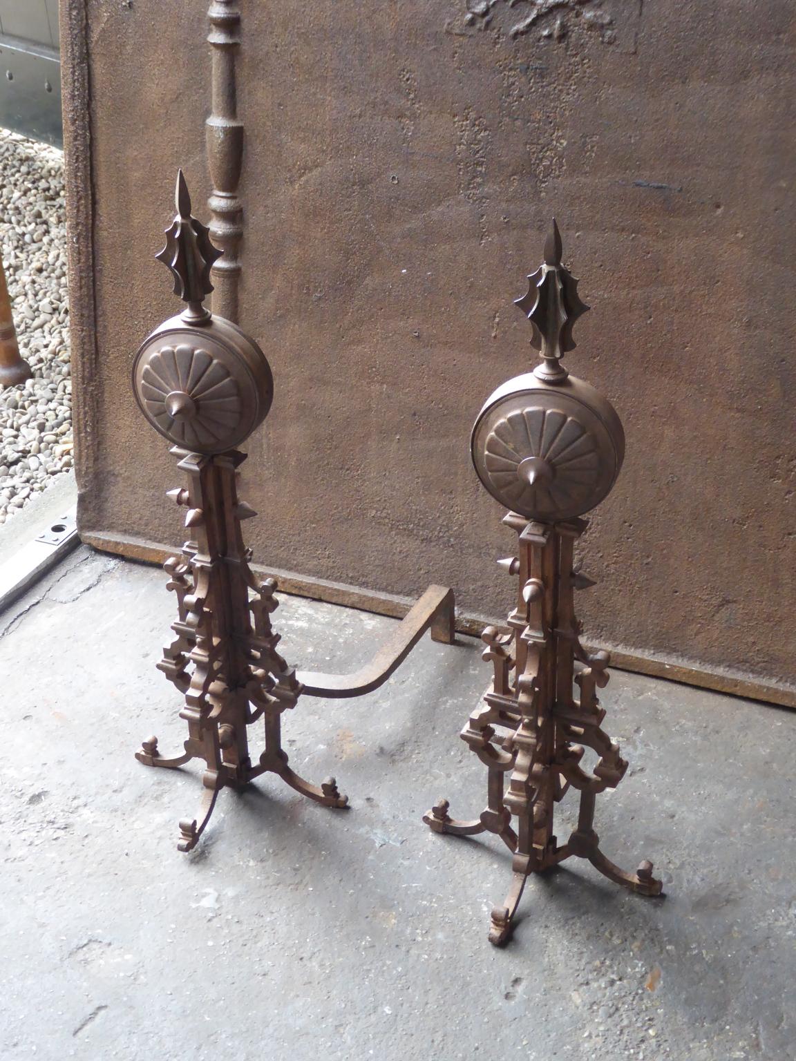 Beautiful French Art Deco Andirons or Firedogs, Early 20th Century In Good Condition In Amerongen, NL