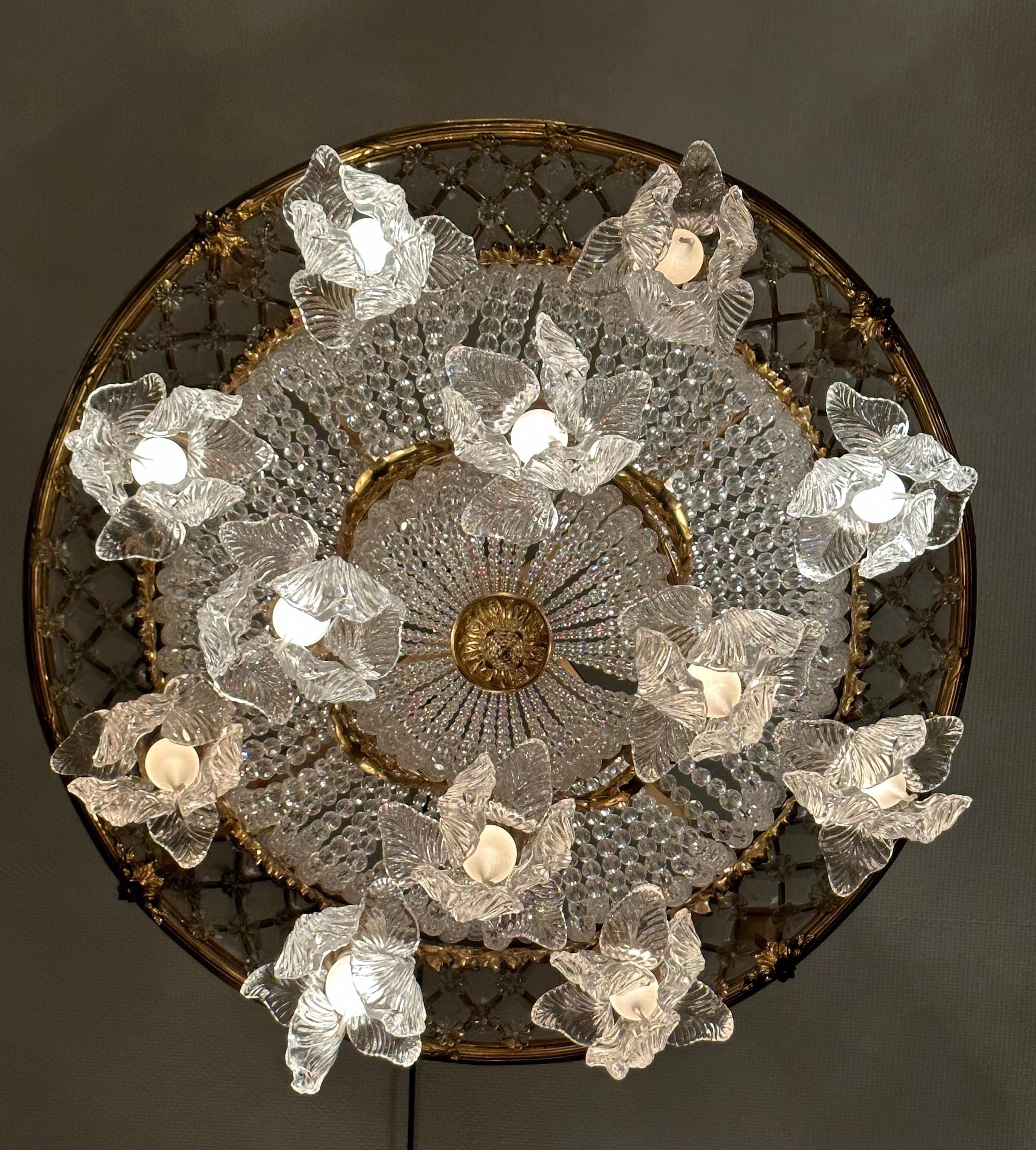20th Century Beautiful French, art deco crystal chandelier  For Sale