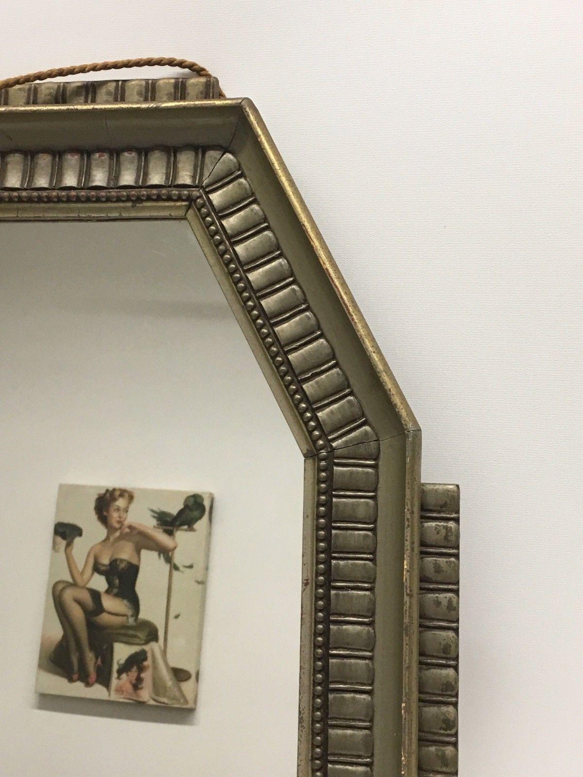 Beautiful French Art Deco Wood and Glass Wall Mirror France, 1930s 2