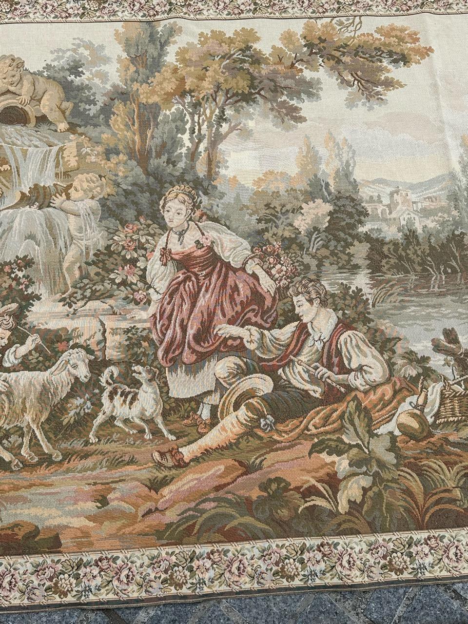 Bobyrug's Beautiful Aubusson French Style Jaquar Tapestry (Tapisserie d'Aubusson) en vente 9