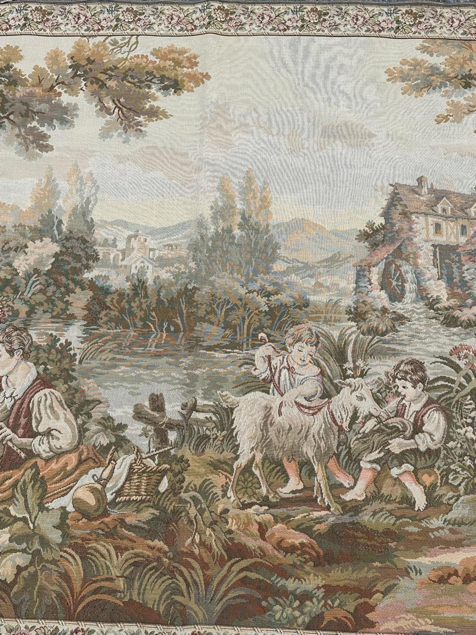 Bobyrug's Beautiful Aubusson French Style Jaquar Tapestry (Tapisserie d'Aubusson) en vente 11