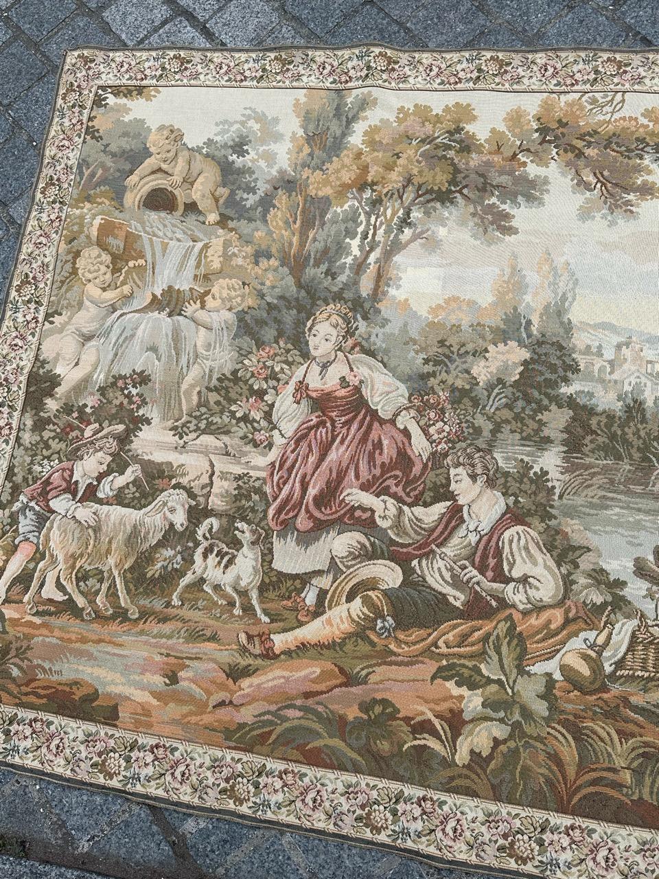 Bobyrug’s Beautiful French Aubusson Style Jaquar Tapestry In Good Condition For Sale In Saint Ouen, FR