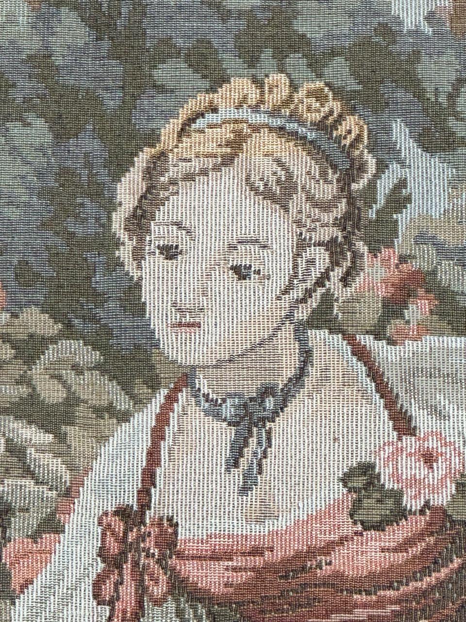 Bobyrug's Beautiful Aubusson French Style Jaquar Tapestry (Tapisserie d'Aubusson) Bon état - En vente à Saint Ouen, FR
