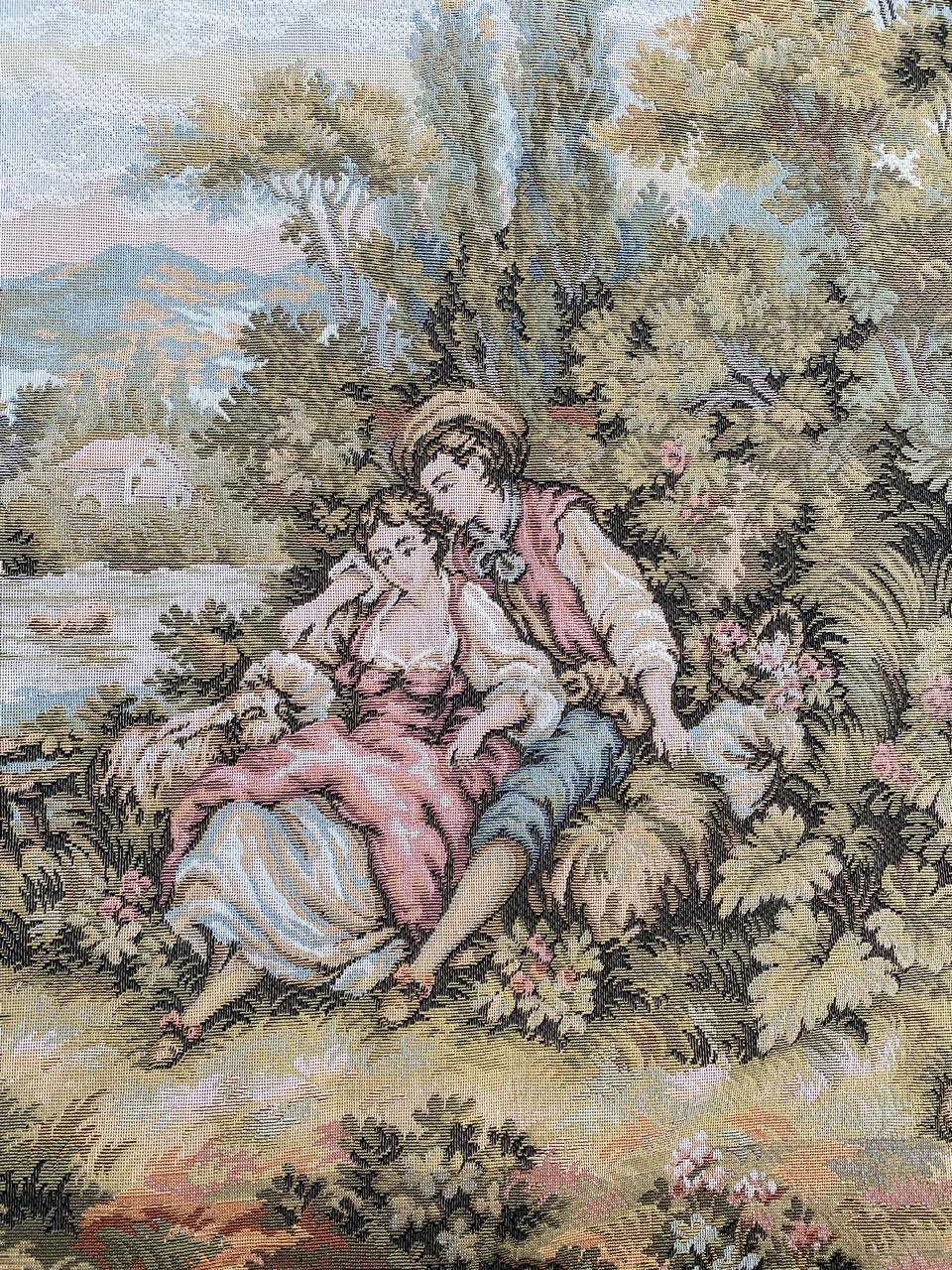 20ième siècle Bobyrug's Beautiful Aubusson French Style Jaquar Tapestry (Tapisserie d'Aubusson) en vente