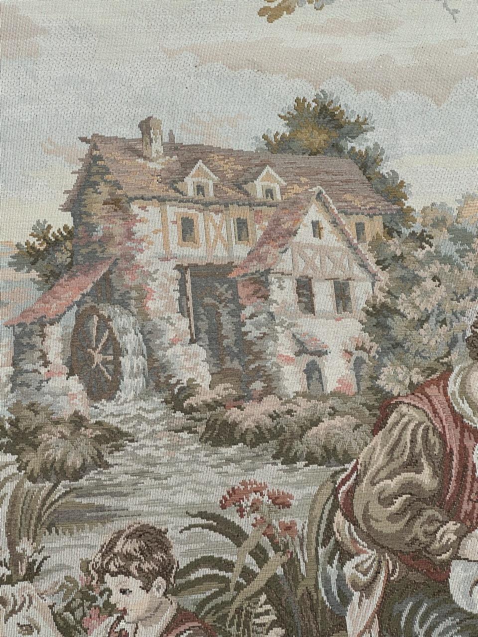 Bobyrug's Schöne Französische Aubusson Stil Jaquar Wandteppich im Angebot 3