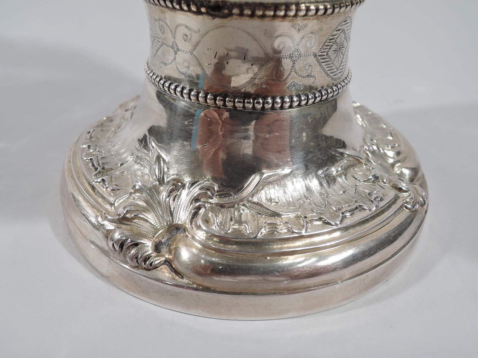 Beautiful French Belle Époque Rococo Silver and Crystal Decanter 5