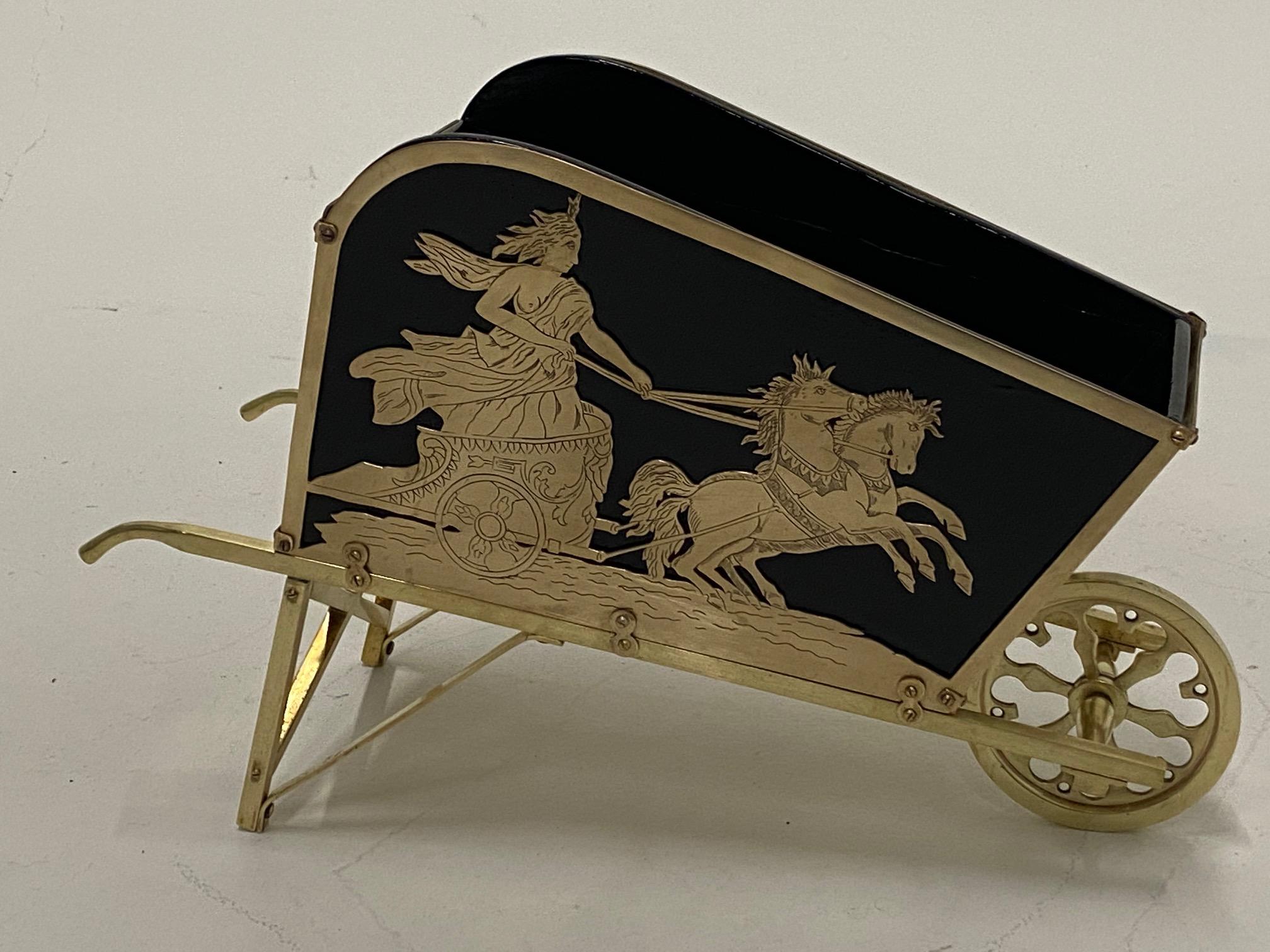Beautiful French Brass Neoclassical Style Wheelbarrow Shaped Centerpiece For Sale 6