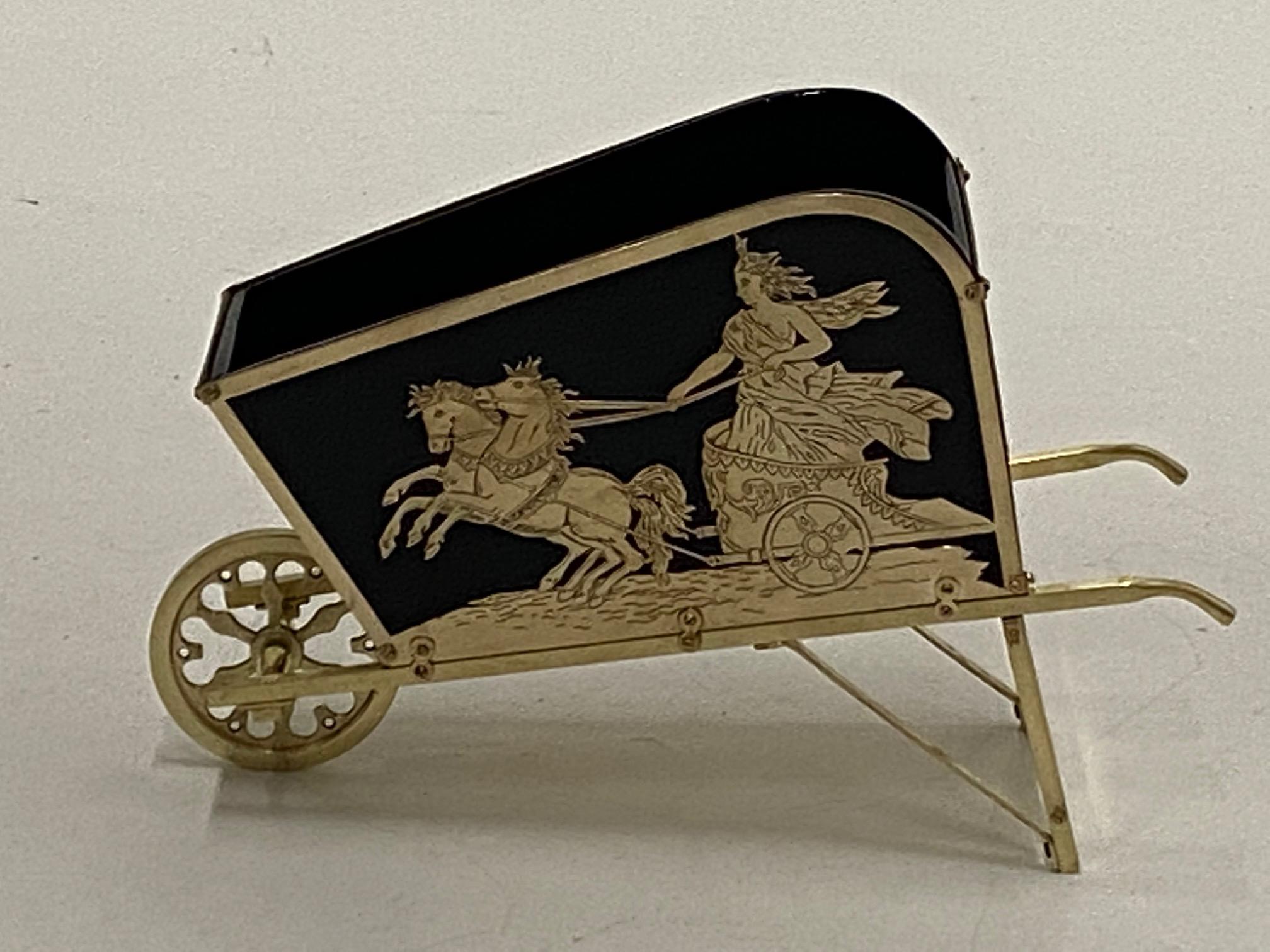 Beautiful French Brass Neoclassical Style Wheelbarrow Shaped Centerpiece For Sale 7