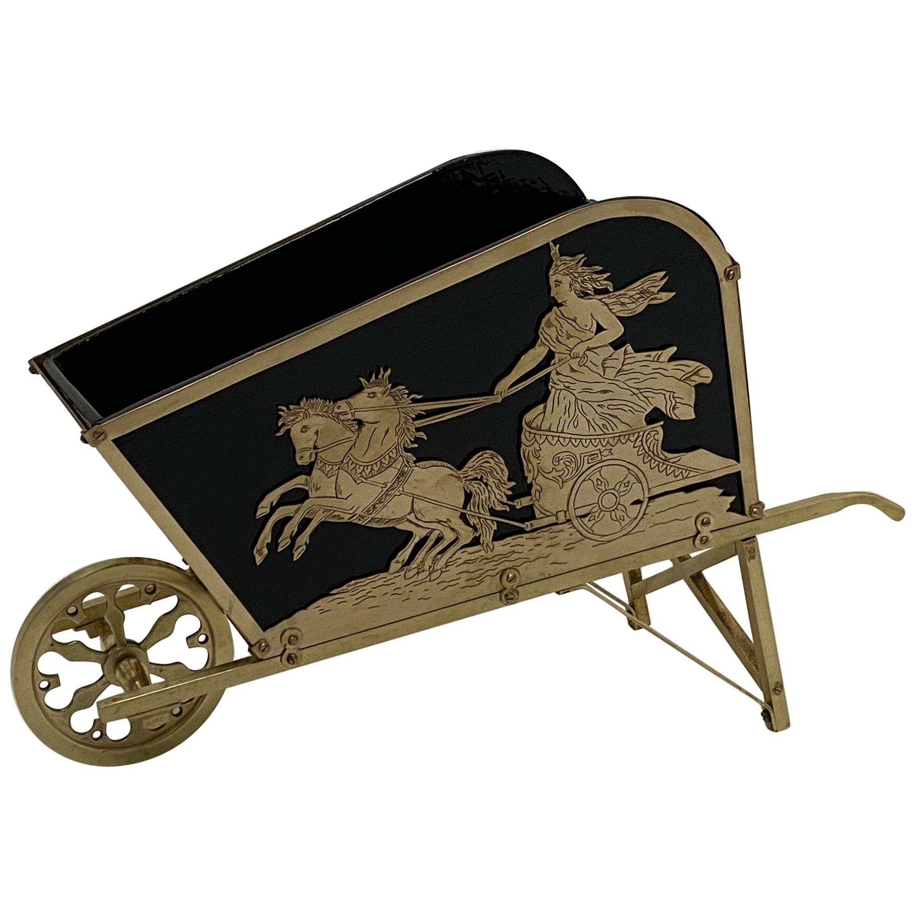 Beautiful French Brass Neoclassical Style Wheelbarrow Shaped Centerpiece For Sale