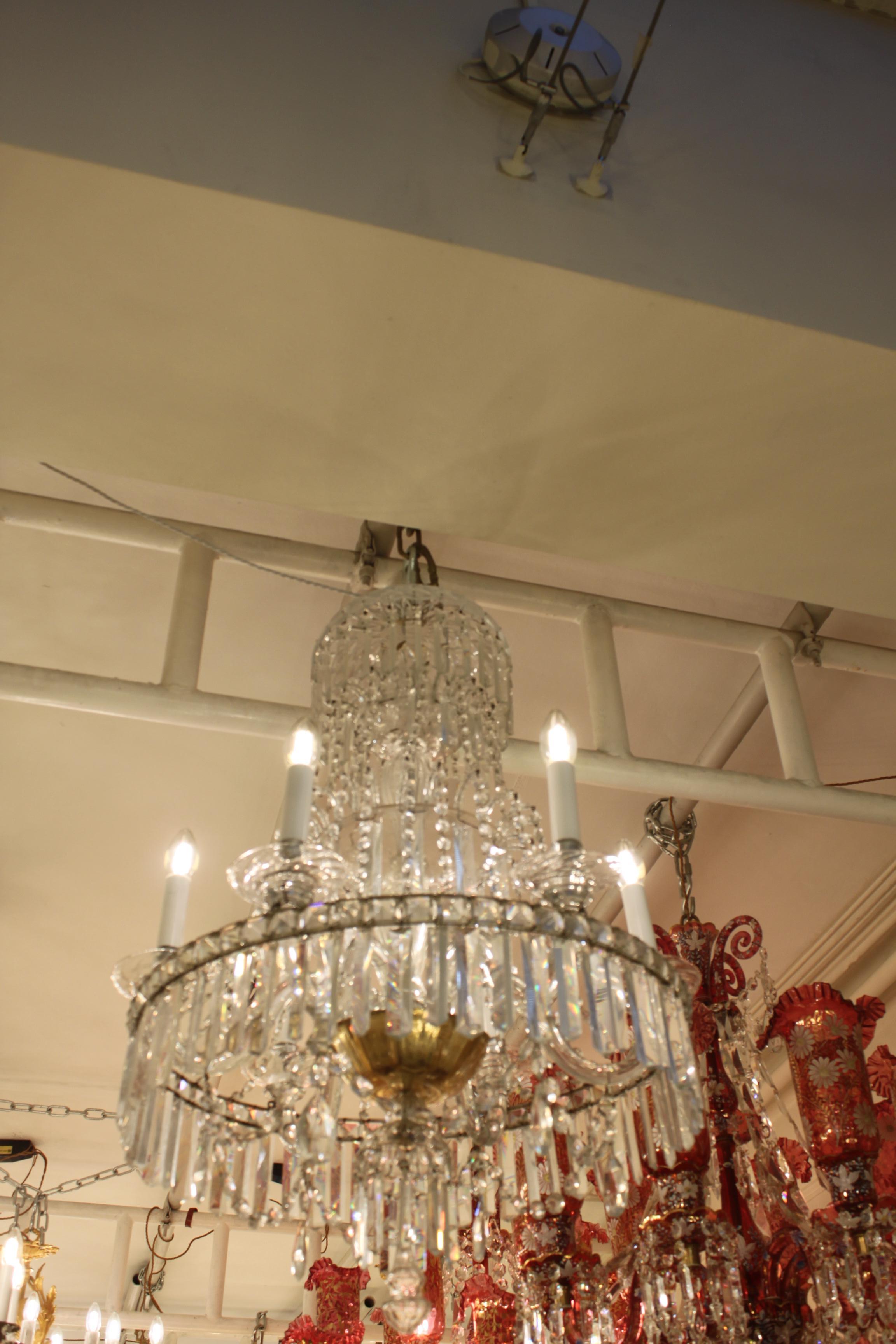 Beautiful French Crystal Prism and Drop 6 Arm Chandelier For Sale 5