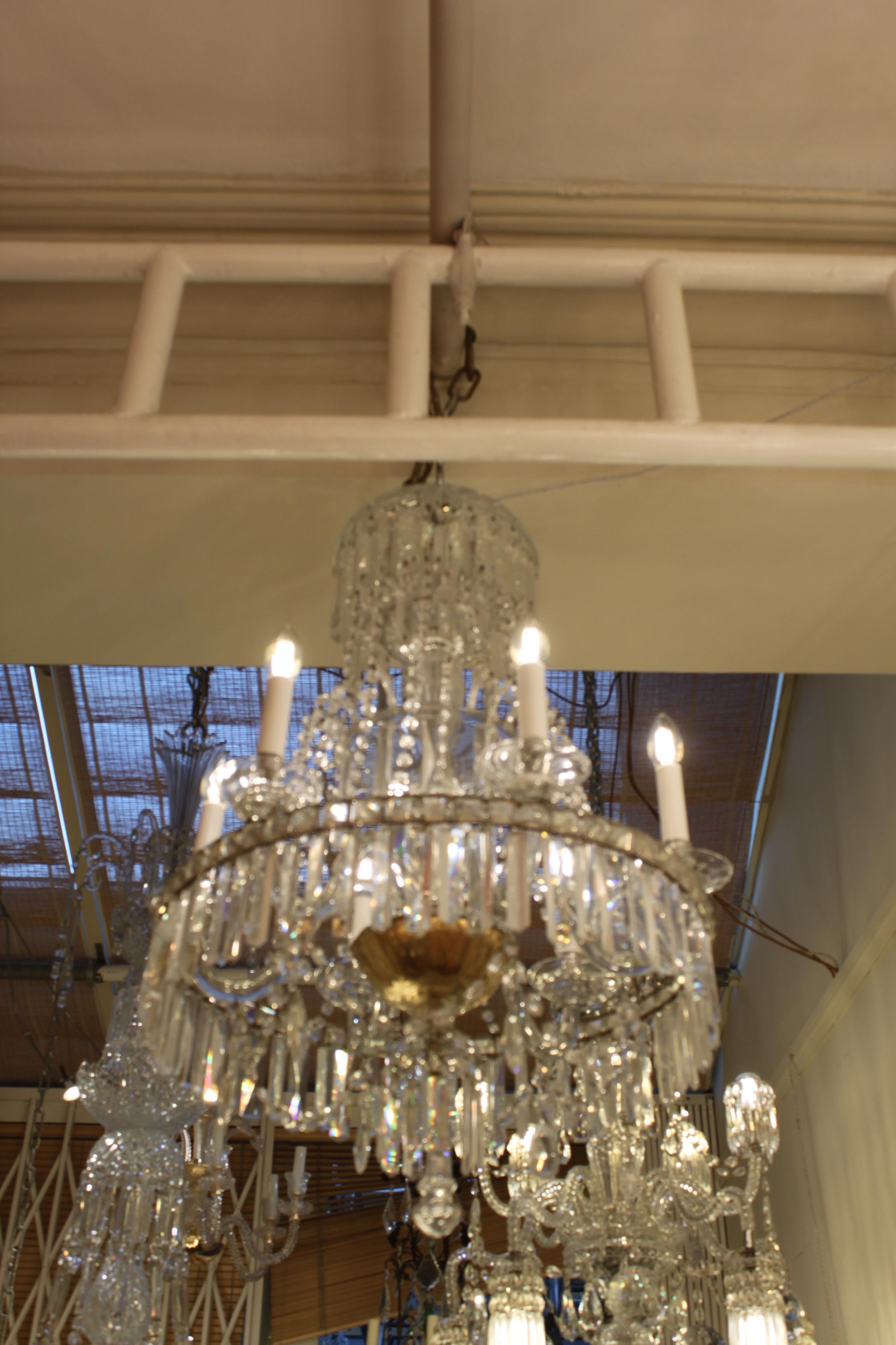 Beautiful French Crystal Prism and Drop 6 Arm Chandelier For Sale 6