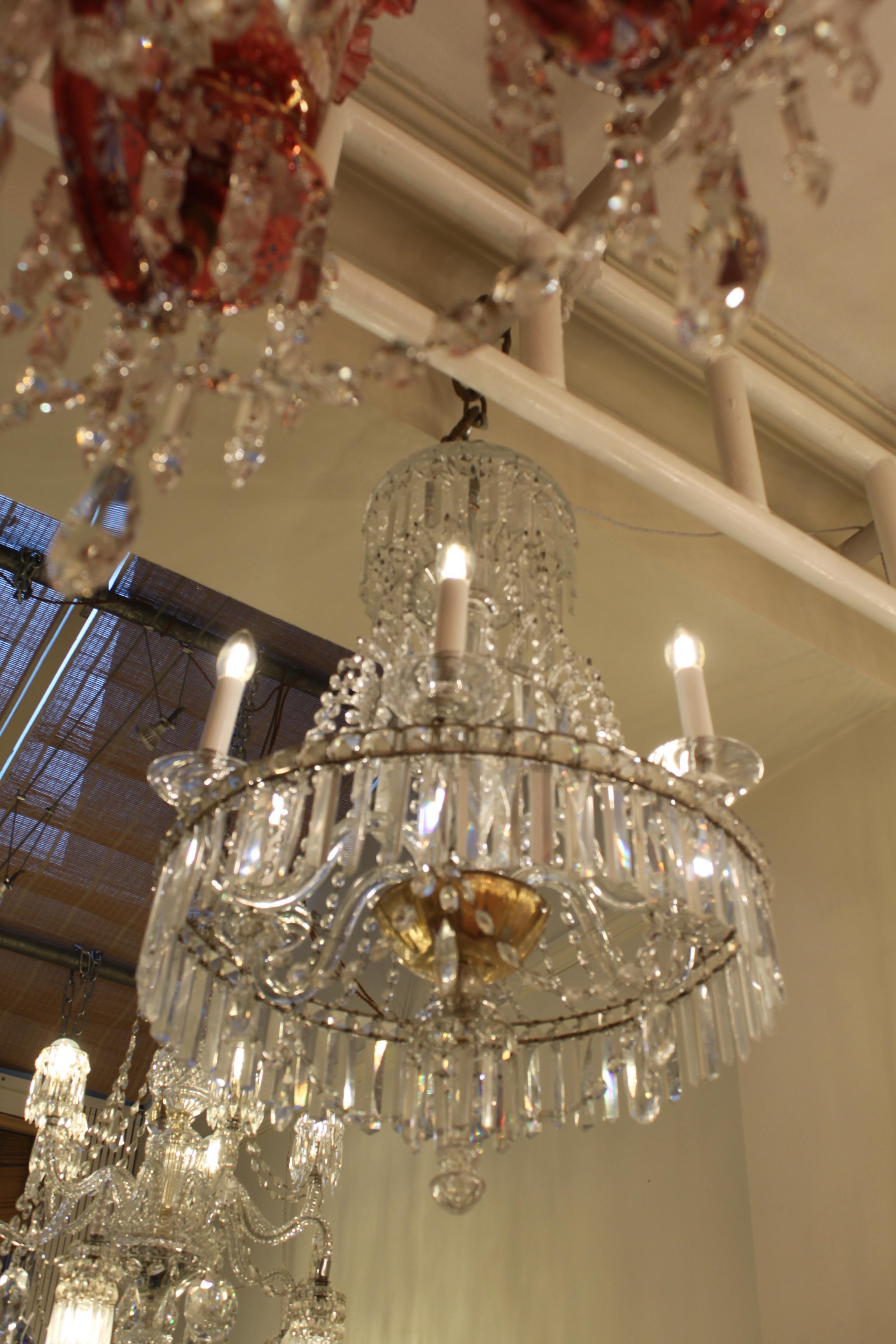 Beautiful French Crystal Prism and Drop 6 Arm Chandelier For Sale 8
