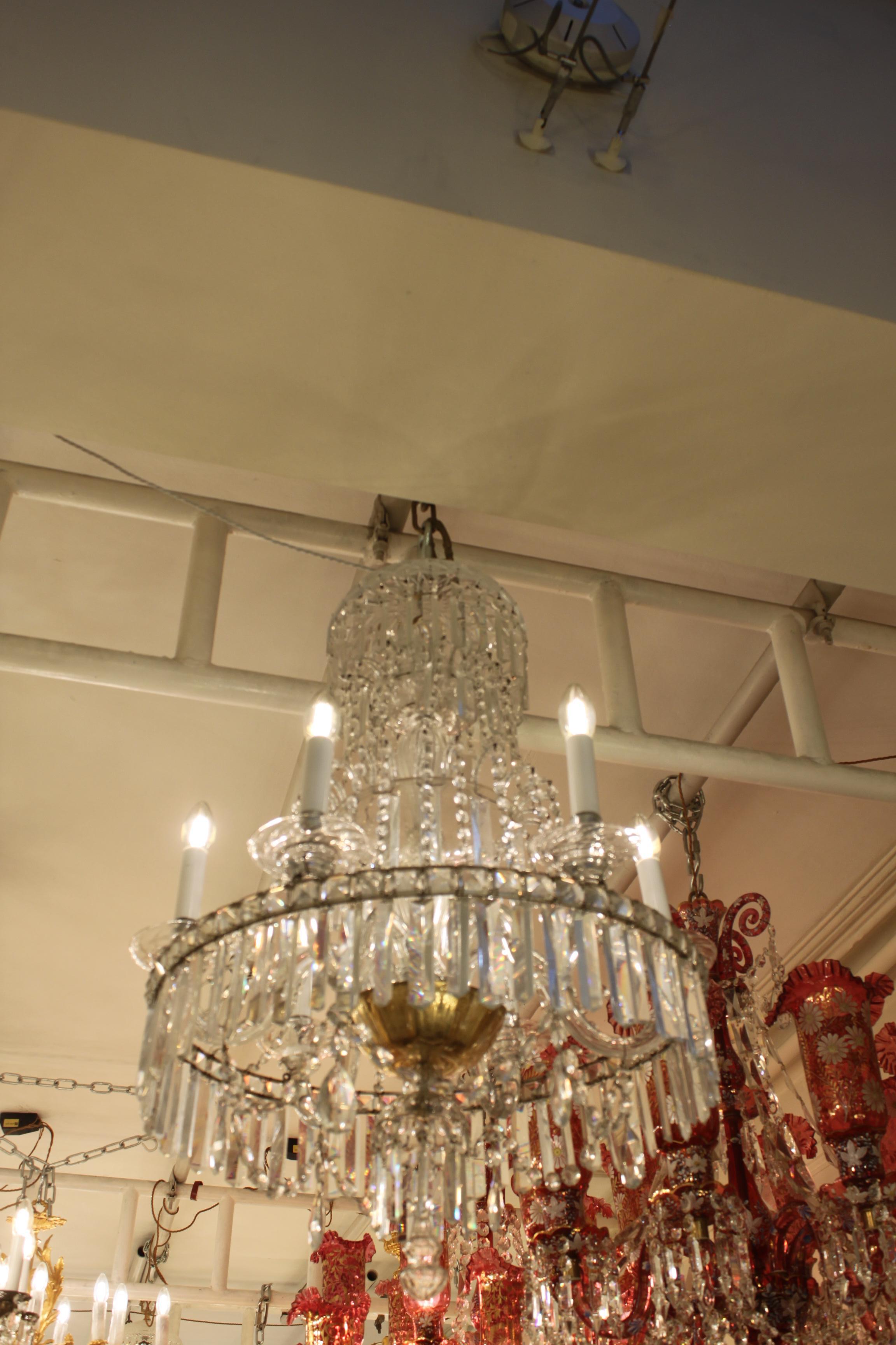 Beautiful French Crystal Prism and Drop 6 Arm Chandelier For Sale 3