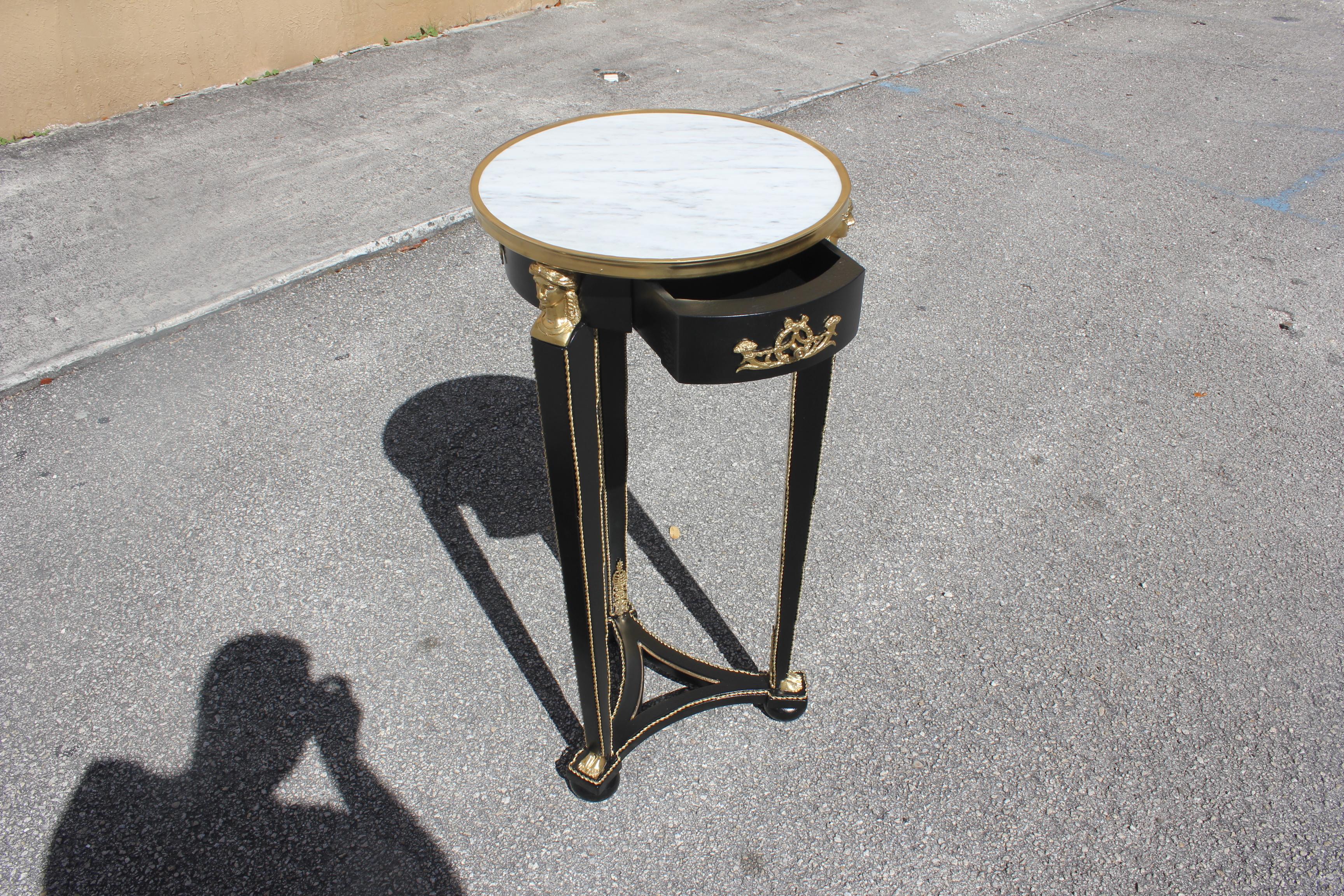 Beautiful French Empire Style Tall Side Table or Pedestal Table Marble Table 9