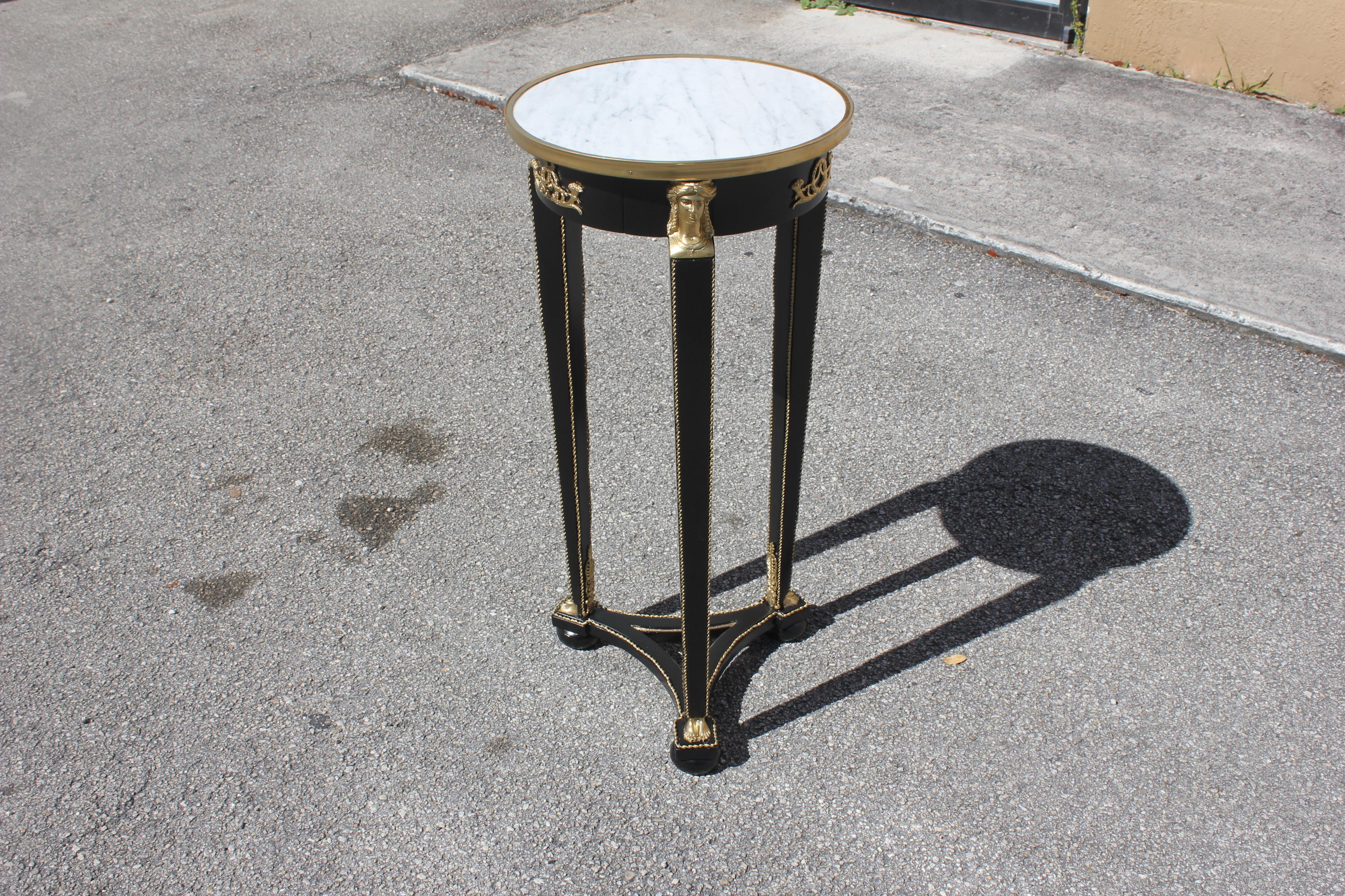 Beautiful French Empire Style Tall Side Table or Pedestal Table Marble Table 12