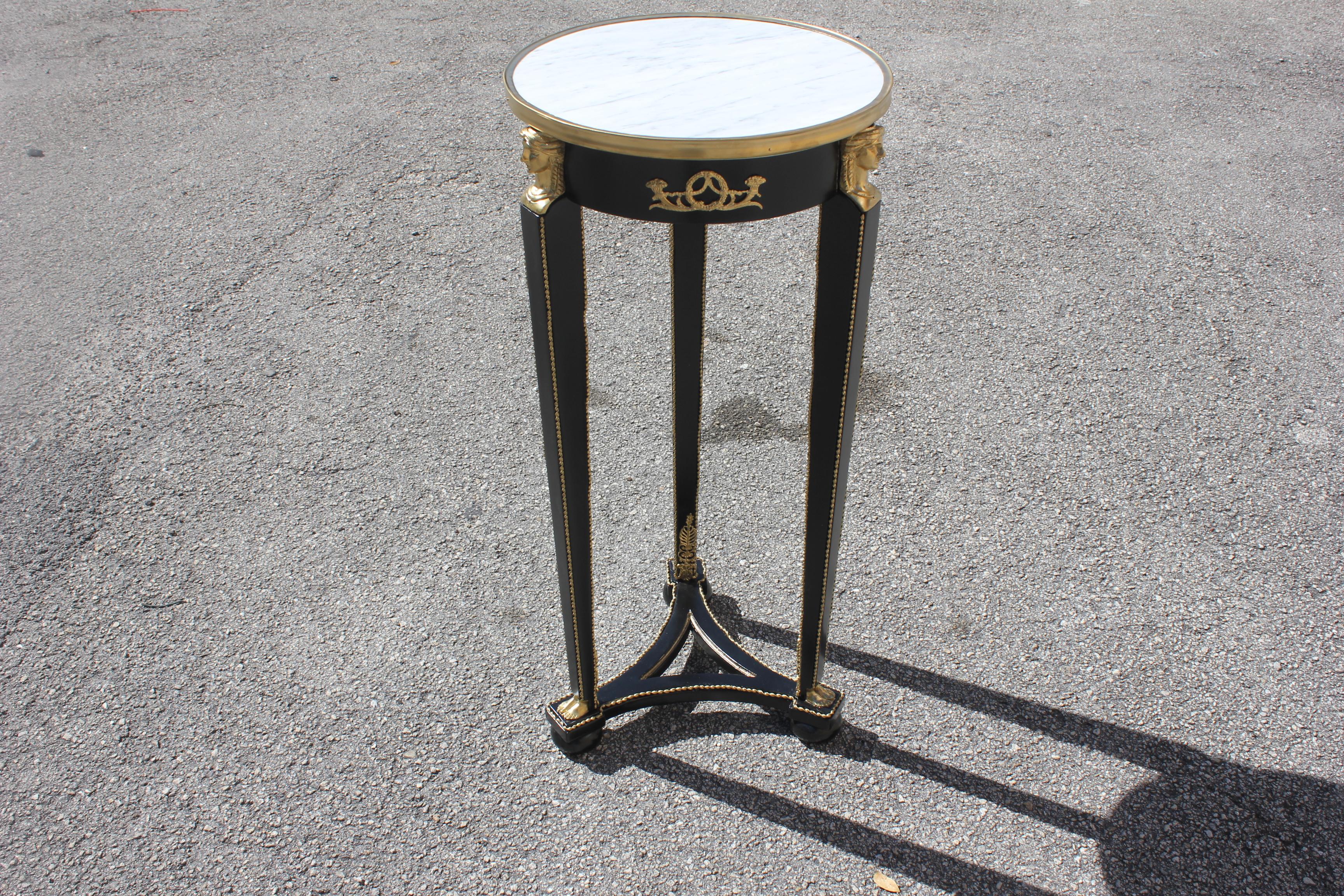 Beautiful French Empire Style Tall Side Table or Pedestal Table Marble Table 14