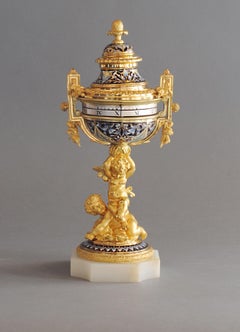 Beautiful French enamel and ormolu annular dial clock