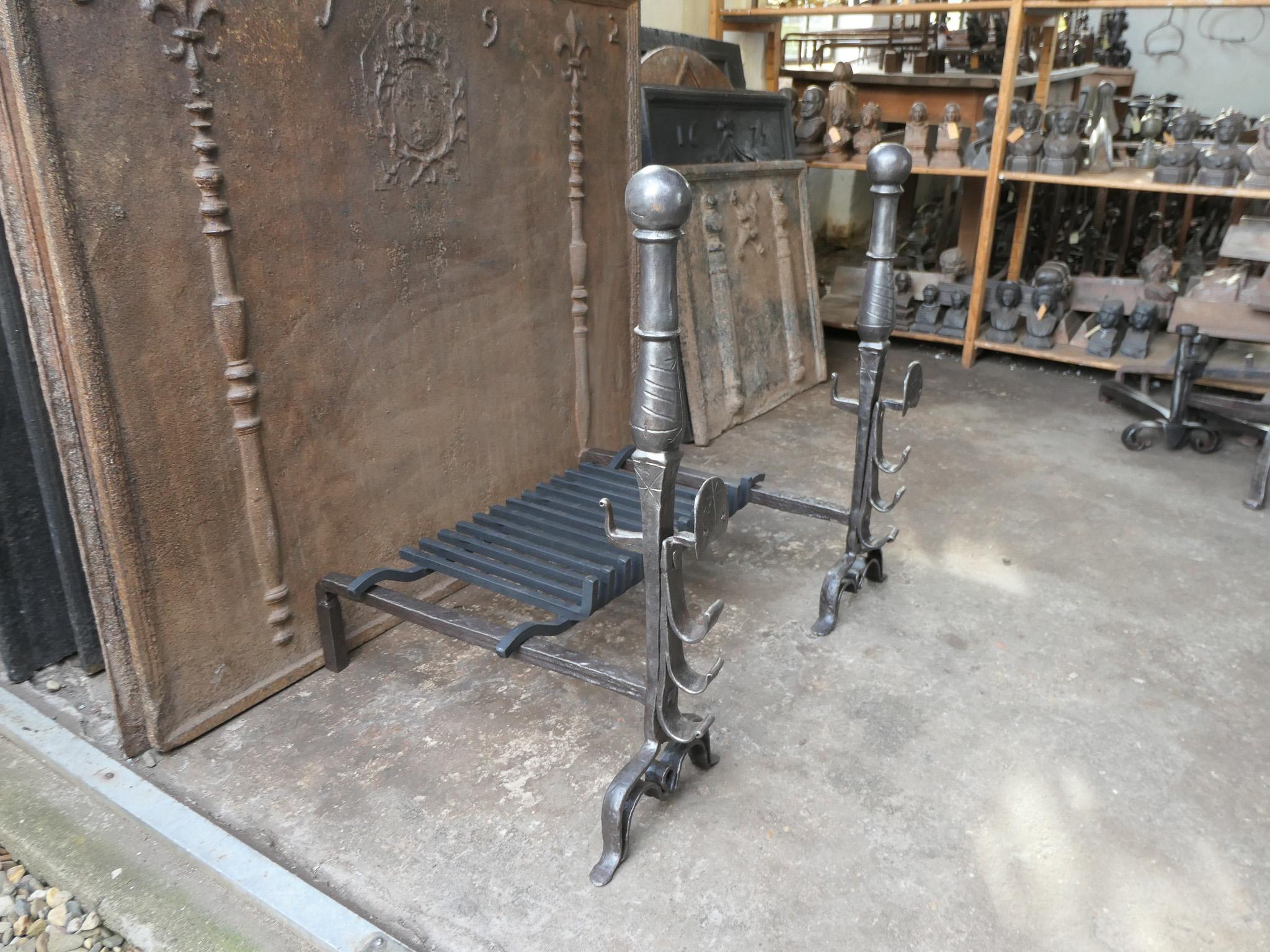 Beautiful French Gothic Fireplace Grate or Fire Basket, 17th Century For Sale 10