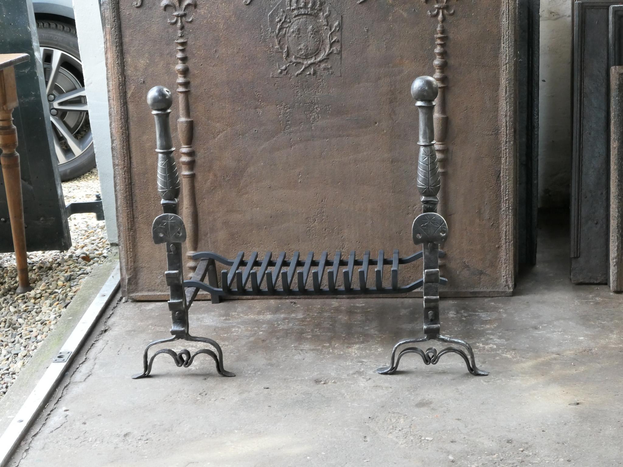 18th Century and Earlier Beautiful French Gothic Fireplace Grate or Fire Basket, 17th Century For Sale