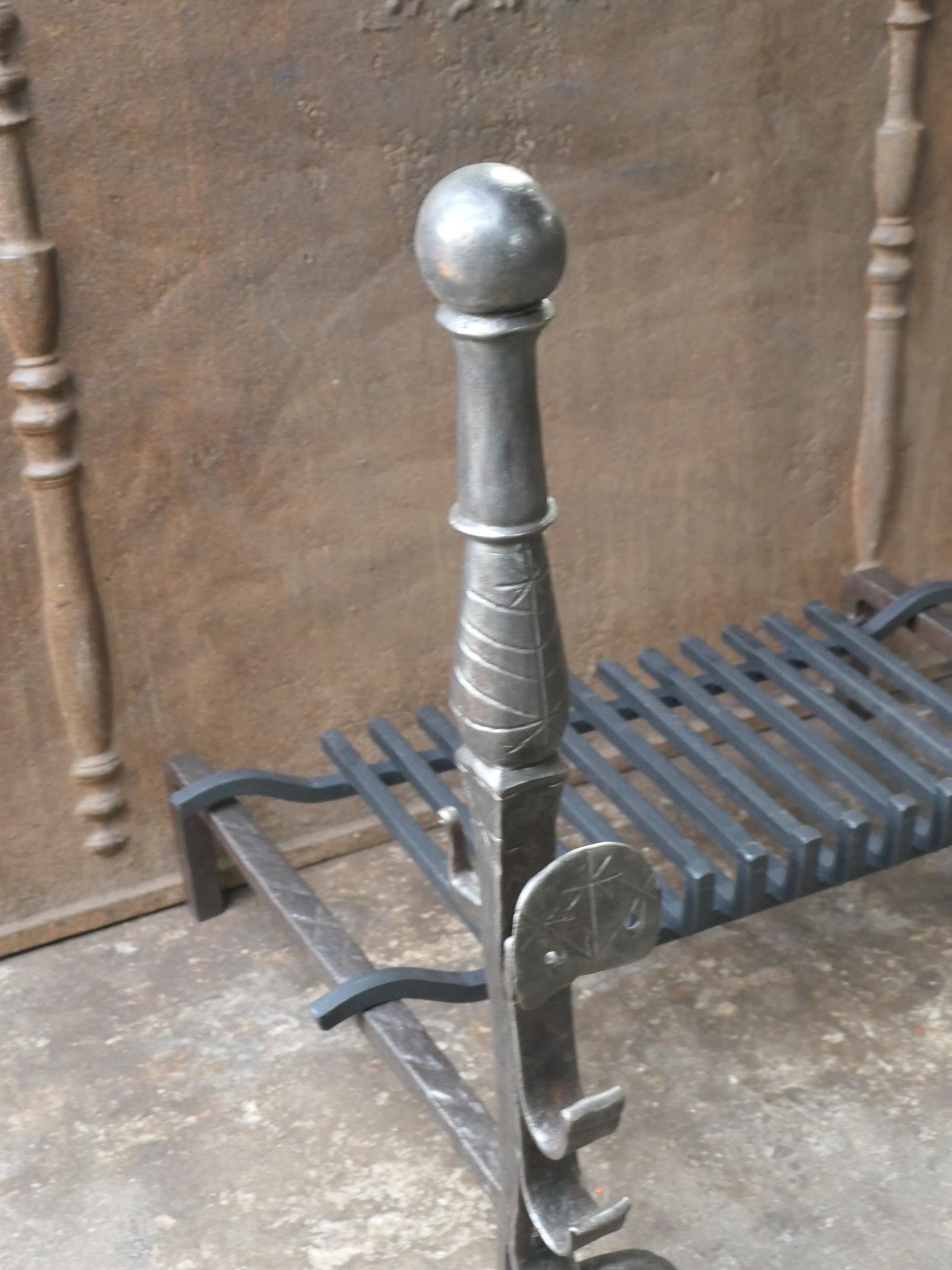 Beautiful French Gothic Fireplace Grate or Fire Basket, 17th Century For Sale 1