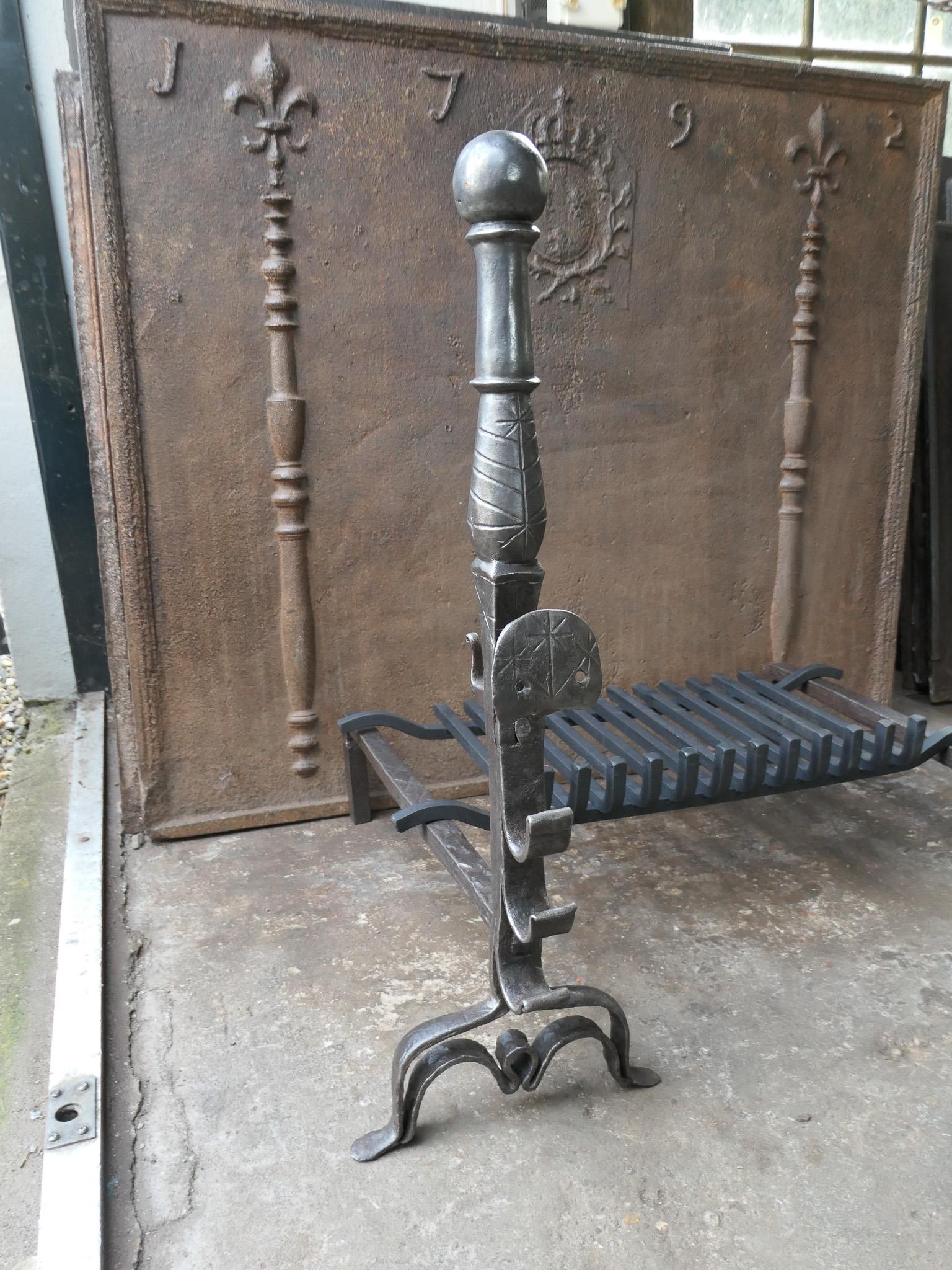 Beautiful French Gothic Fireplace Grate or Fire Basket, 17th Century For Sale 2