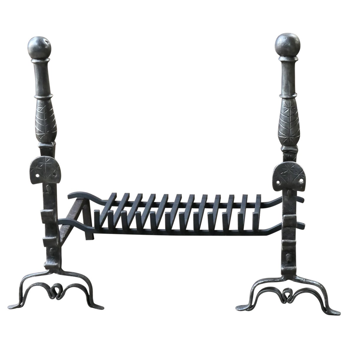 Beautiful French Gothic Fireplace Grate or Fire Basket, 17th Century