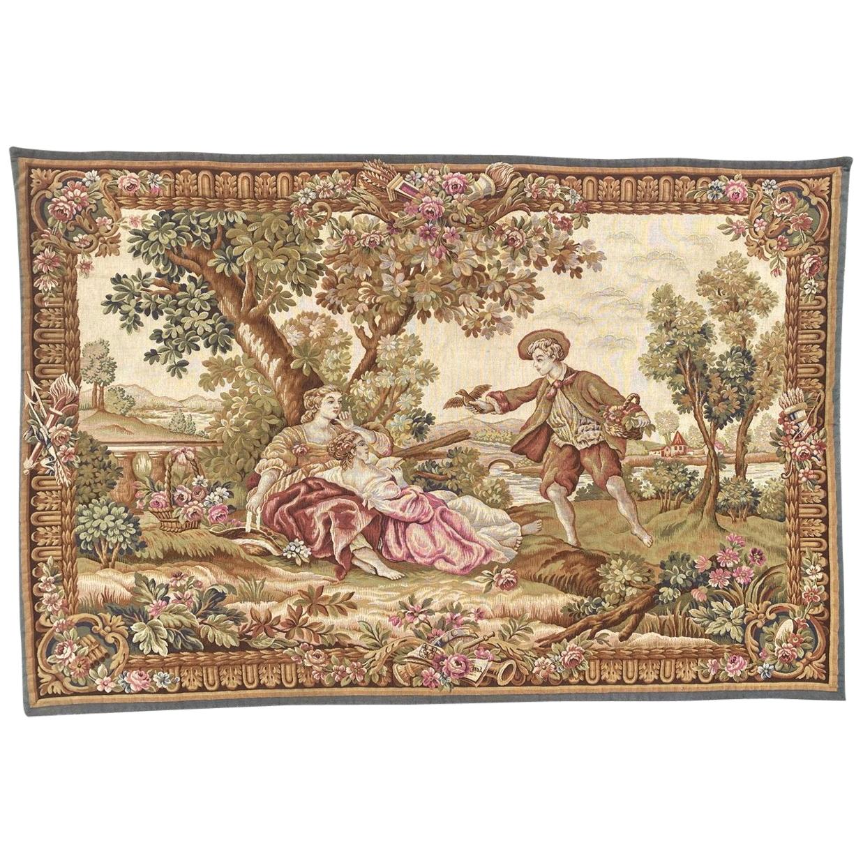 Beautiful French Jaquar Halluin Tapestry "L’oiseleur"