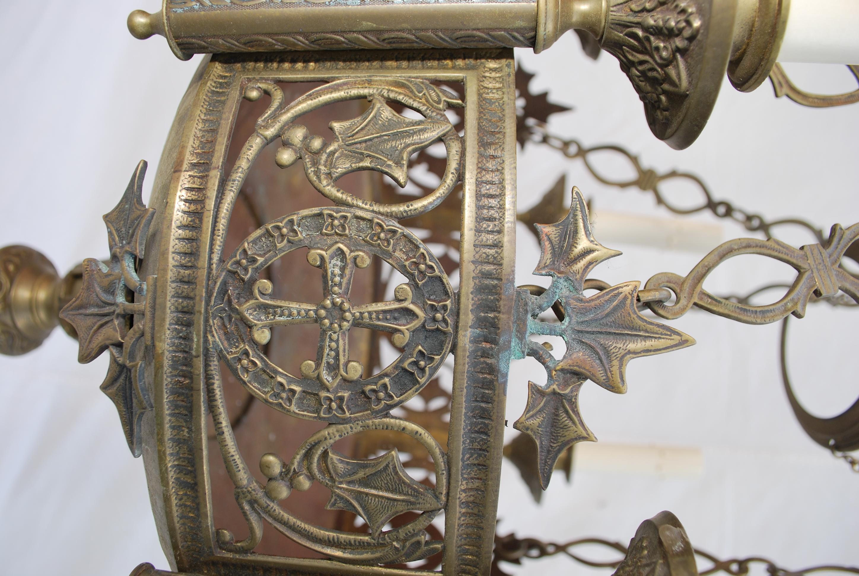 Beautiful French Late 19th Century Gothic/Church Bronze / Brass Light For Sale 1