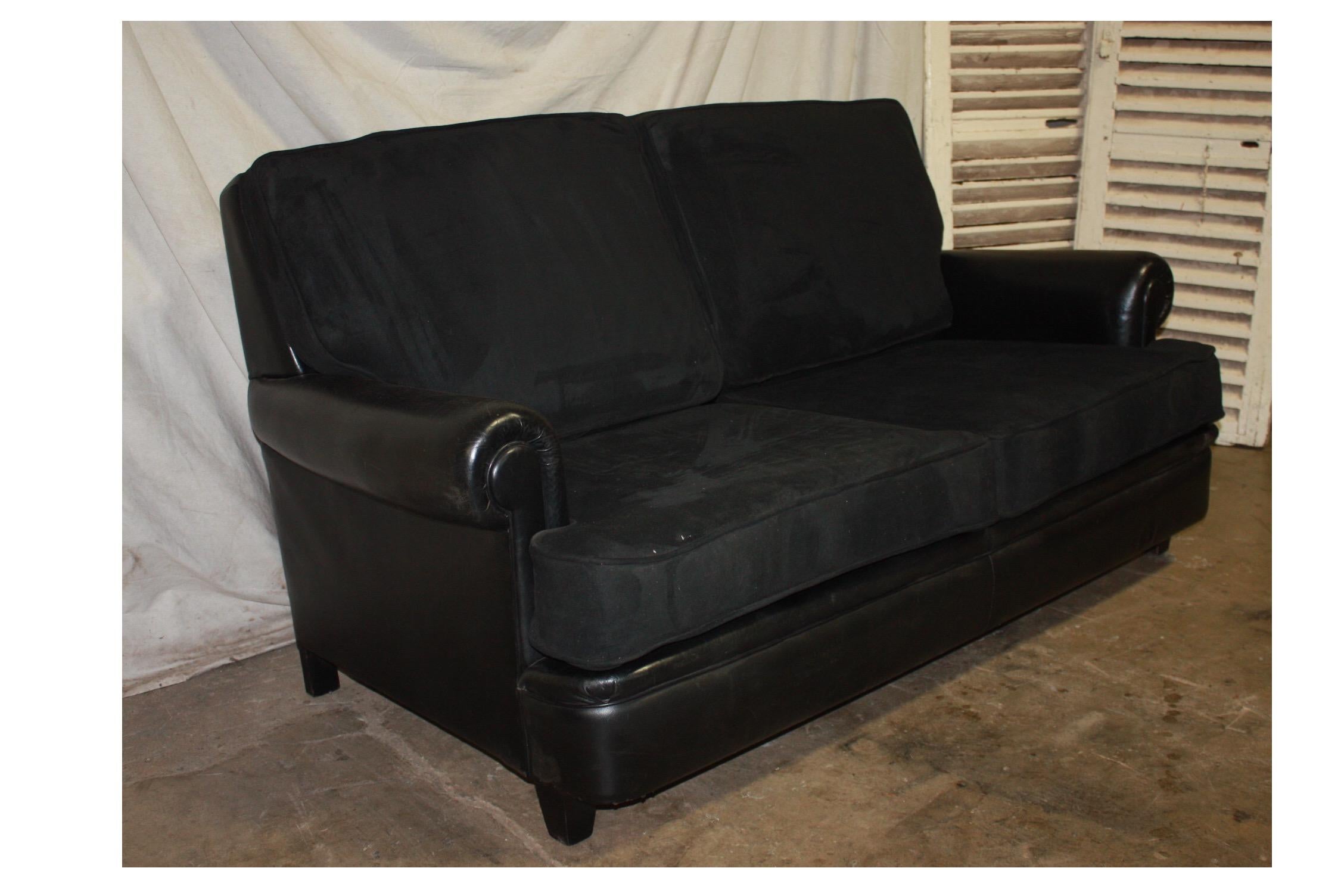 Beautiful French Leather Sofa For Sale 6