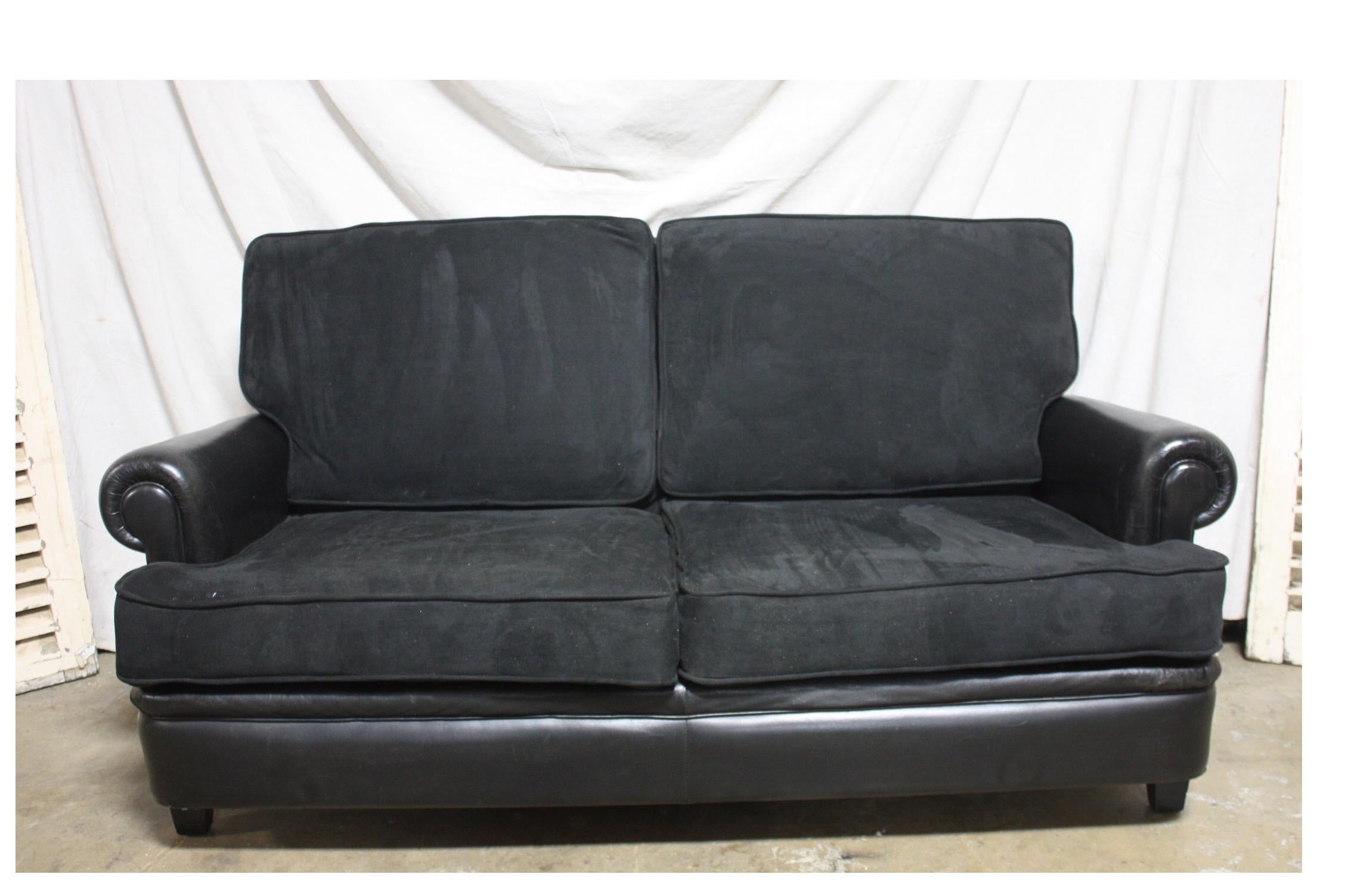 Beautiful French Leather Sofa For Sale 7
