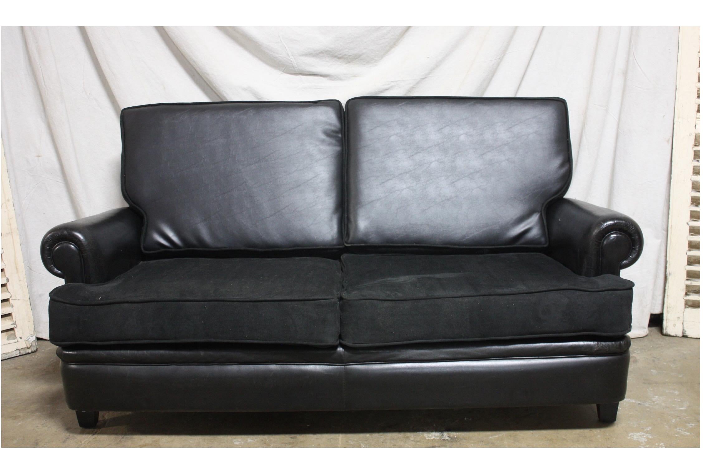 Beautiful French Leather Sofa For Sale 8