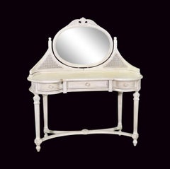 Beautiful French Louis XV Antique White Painted Ladies Vanity Circa 1900